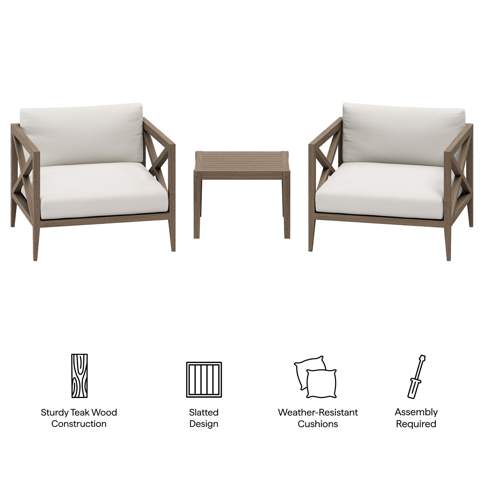 Modway Northlake Outdoor 2 Armchair and Side Table, , large