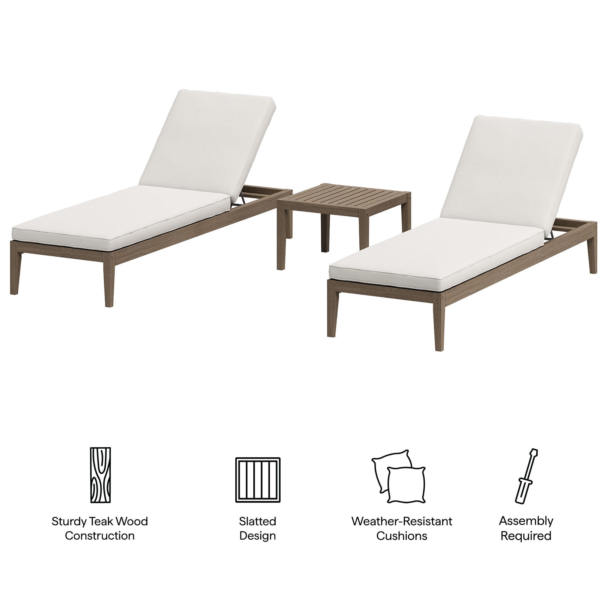 Modway Northlake Outdoor 2 Chaise Lounge and Side Table, , large