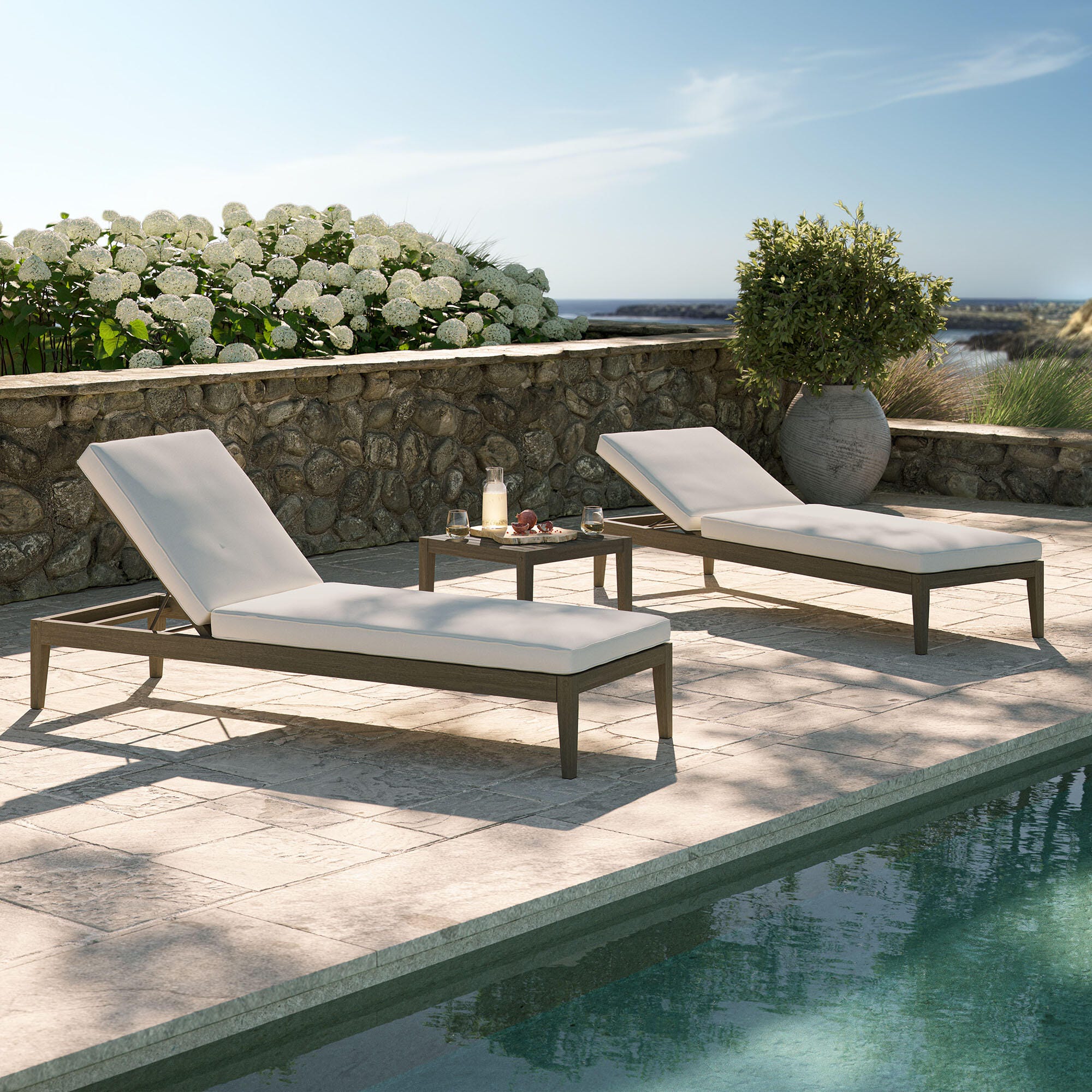 Modway Northlake Outdoor 2 Chaise Lounge and Side Table, , large