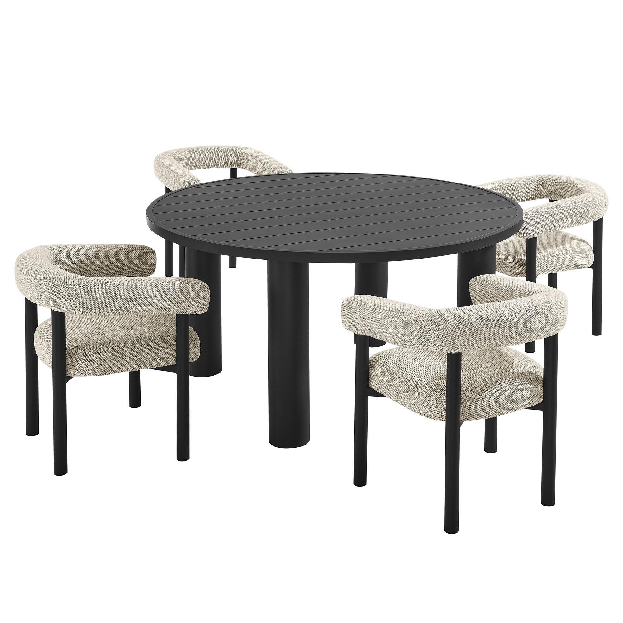 Modway Nautica Outdoor Dining Table and 4 Chairs, Ivory/Graphite, large