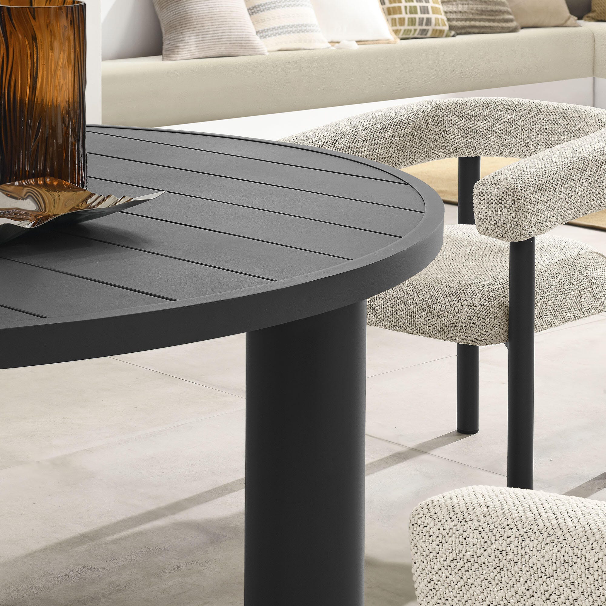 Modway Nautica Outdoor Dining Table and 4 Chairs, Ivory/Graphite, large
