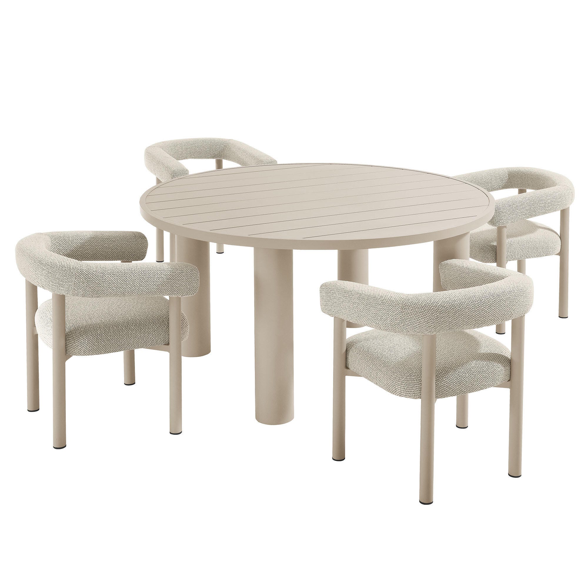 Modway Nautica Outdoor Dining Table and 4 Chairs, Ivory/Taupe, large