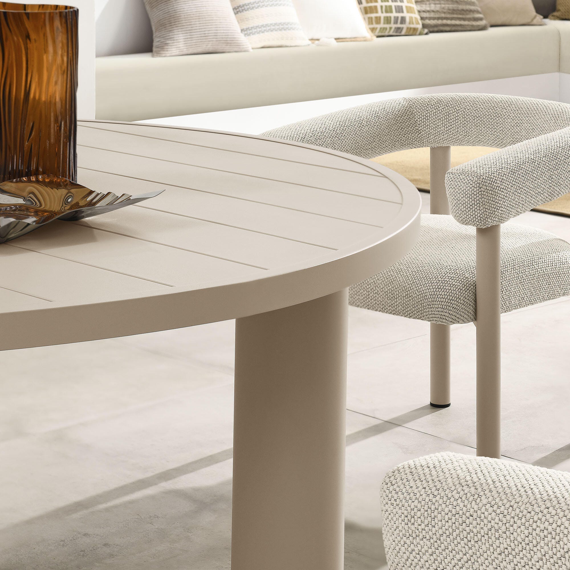 Modway Nautica Outdoor Dining Table and 4 Chairs, Ivory/Taupe, large
