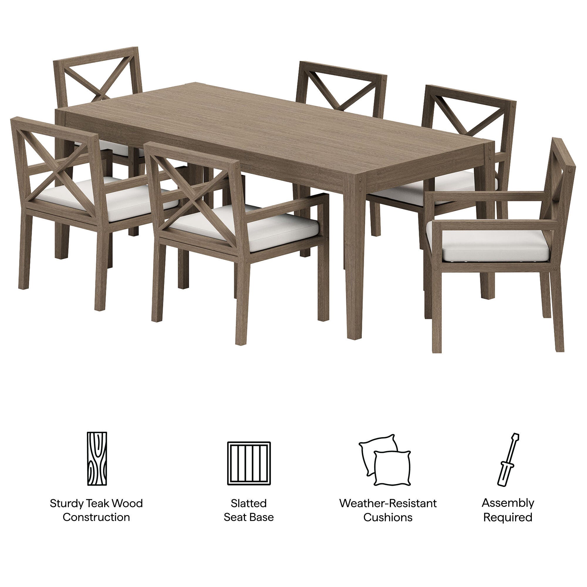 Modway Northlake Outdoor Dining Table and 6 Chairs, , large