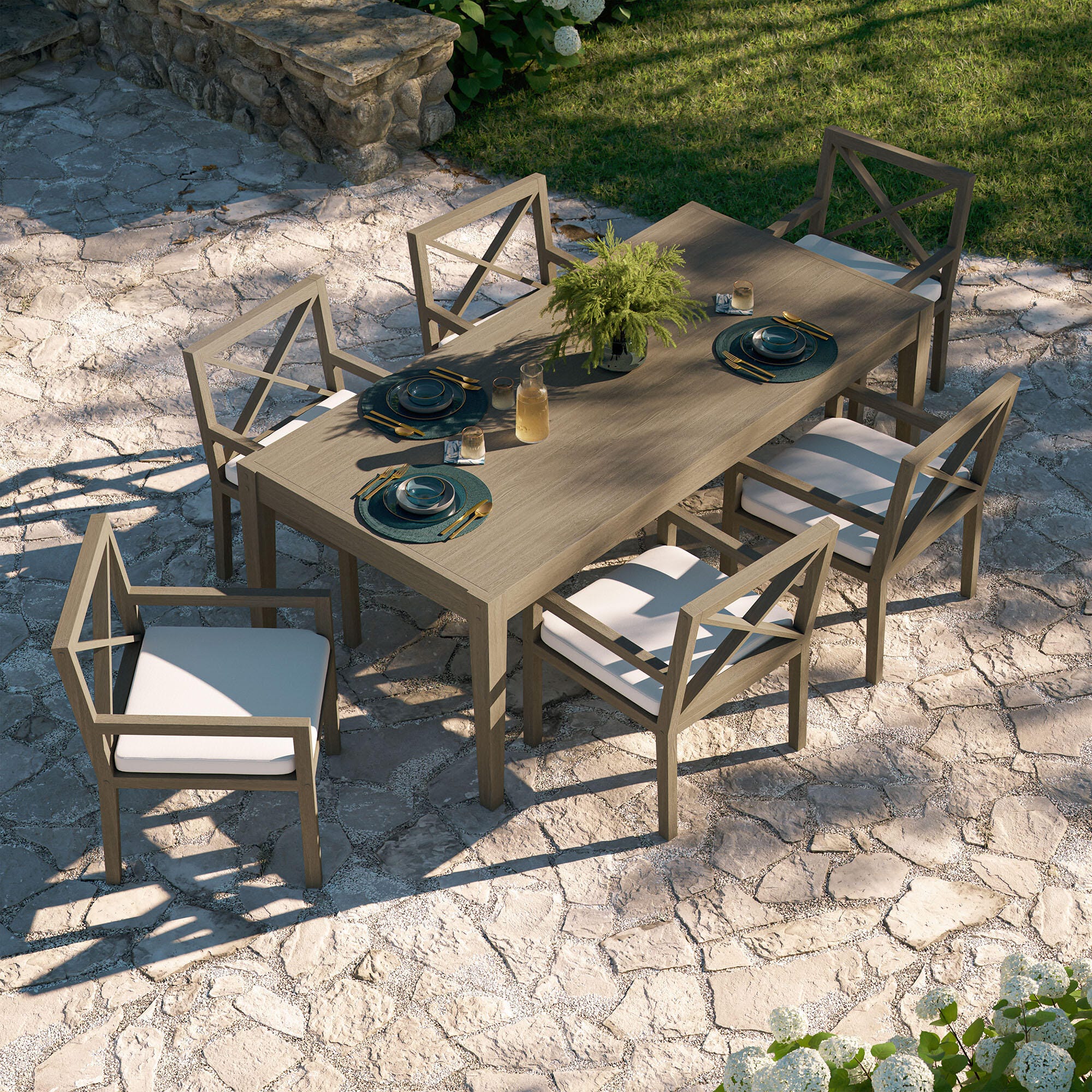 Modway Northlake Outdoor Dining Table and 6 Chairs, , large