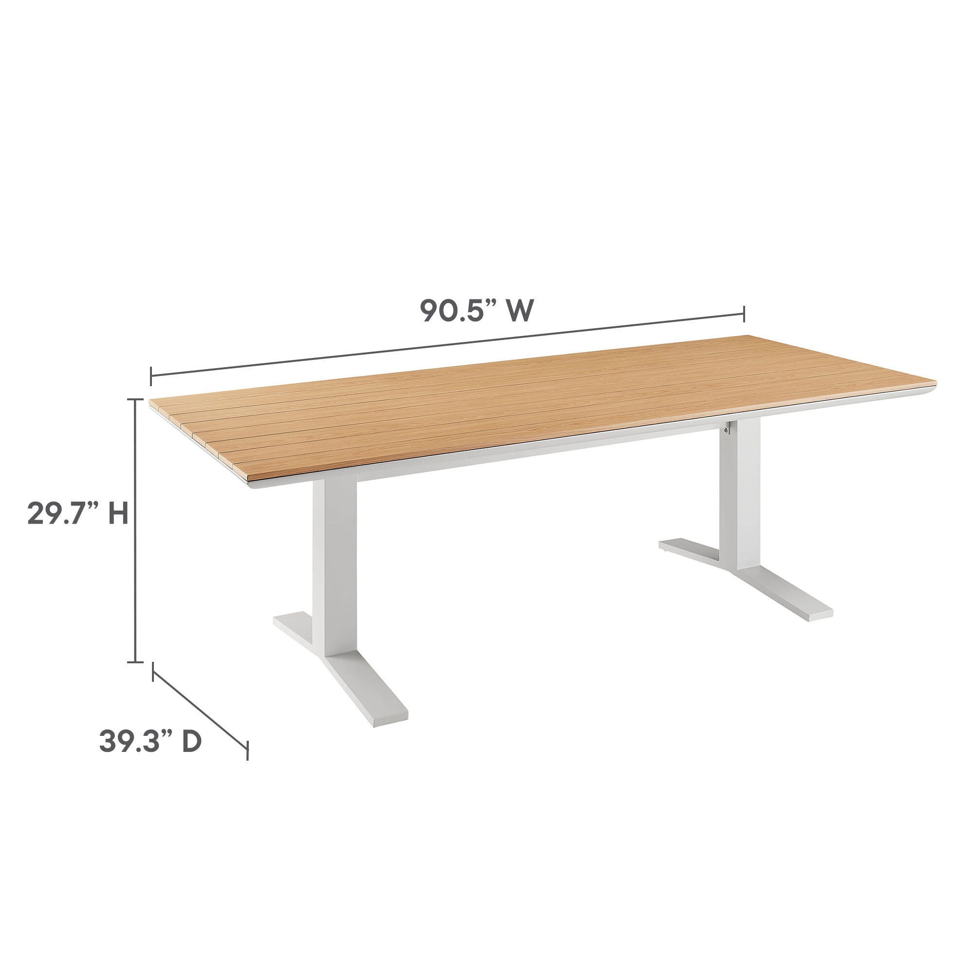 Modway Aeris Outdoor Dining Table and 6 Chairs, White/Light Gray, large