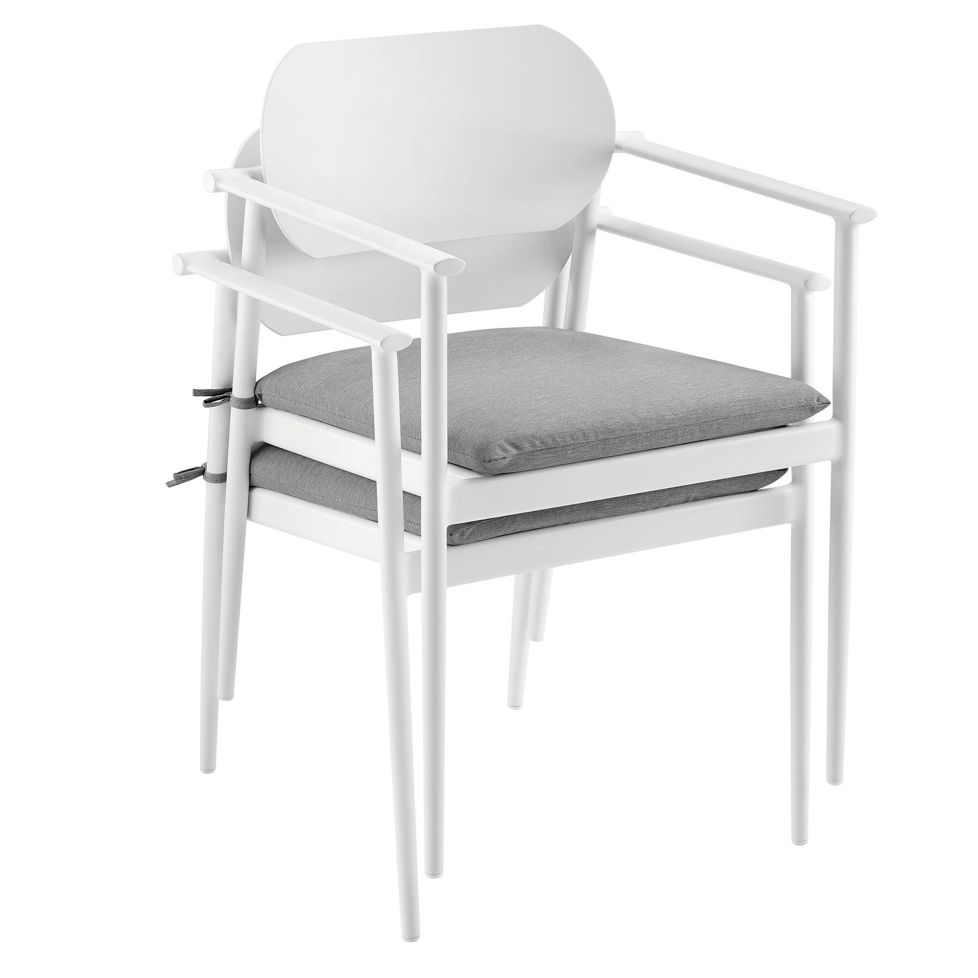 Modway Aeris Outdoor Dining Table and 6 Chairs, White/Light Gray, large