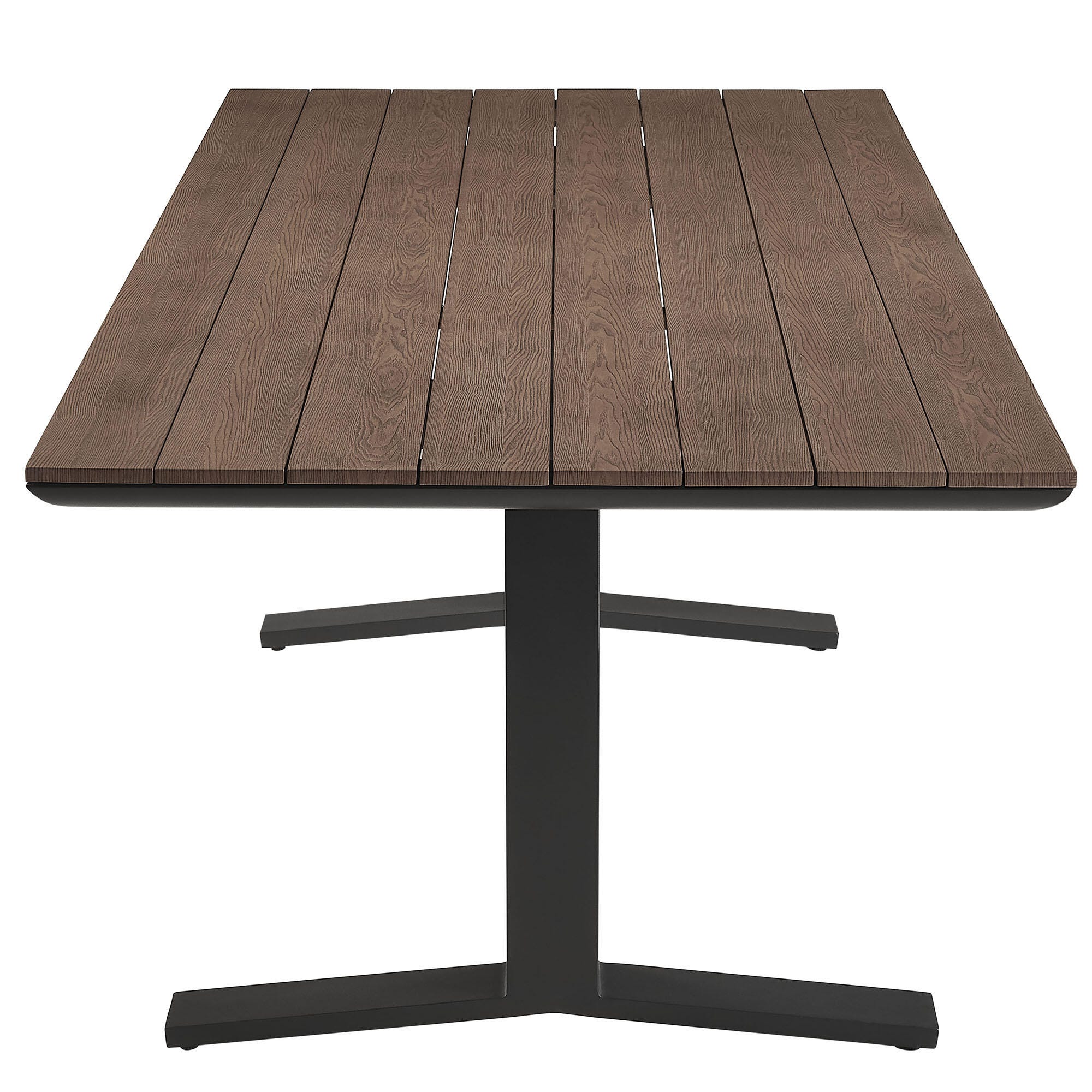 Modway Aeris Outdoor Dining Table and 6 Chairs, Charcoal/Brown, large