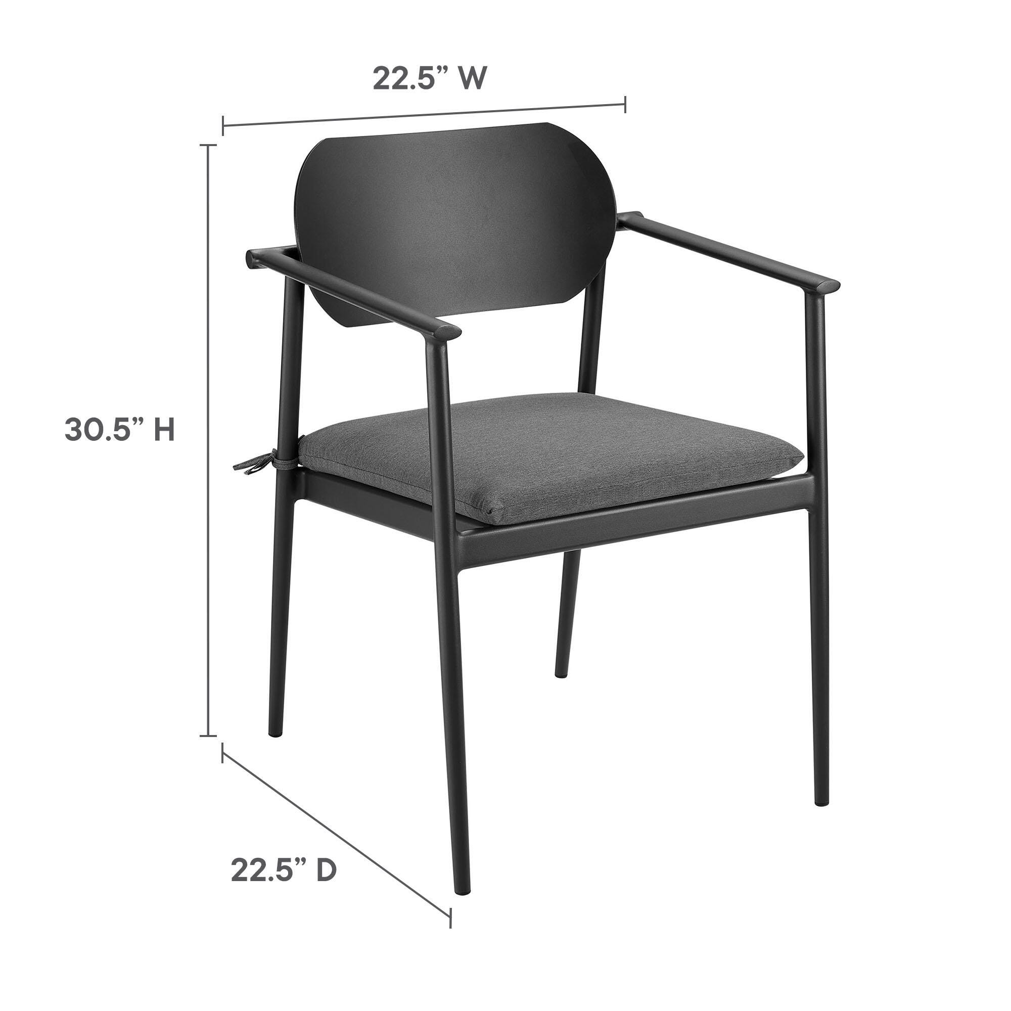 Modway Aeris Outdoor Dining Table and 6 Chairs, Charcoal/Brown, large