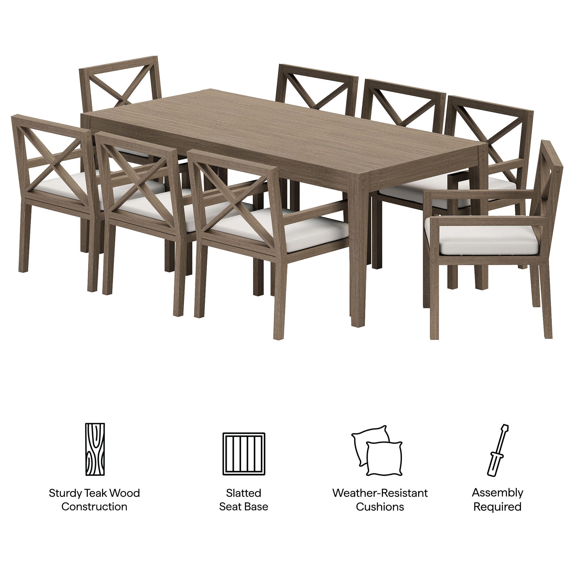 Modway Northlake Outdoor Dining Table and 8 Chairs, , large