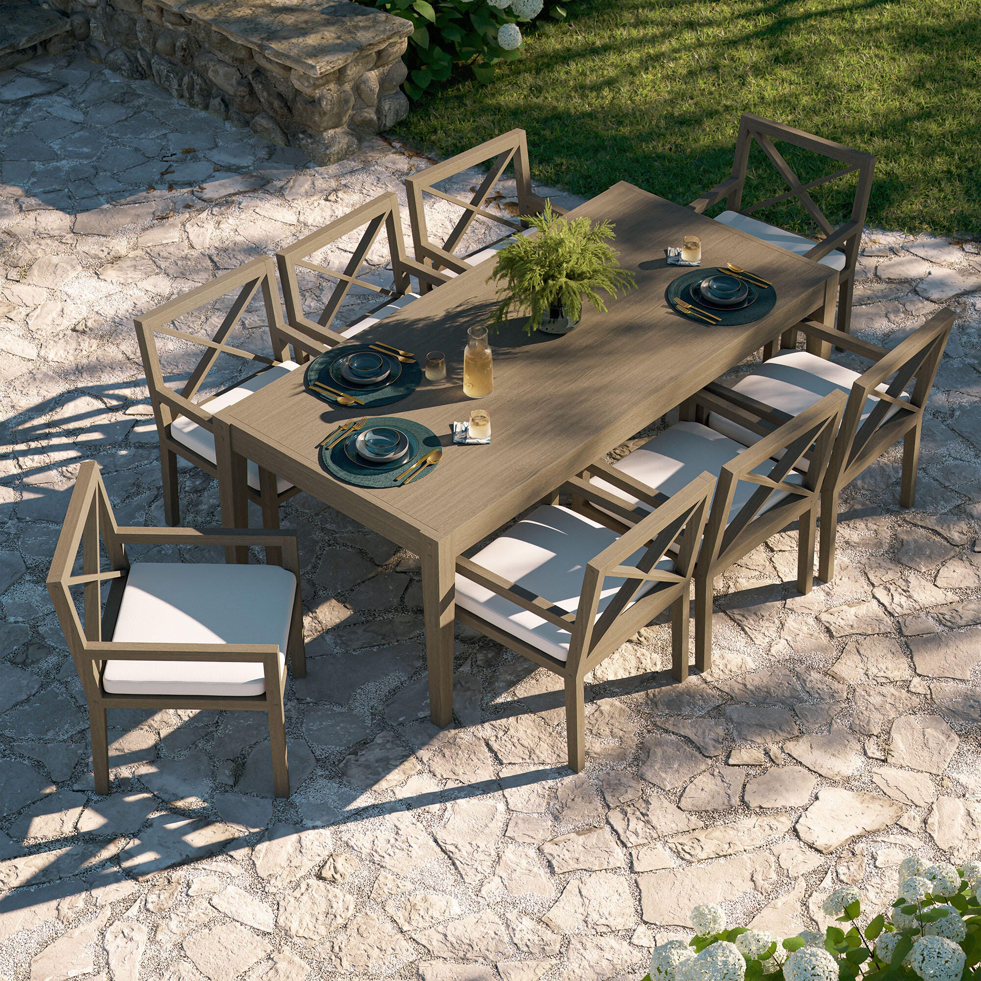Modway Northlake Outdoor Dining Table and 8 Chairs, , large