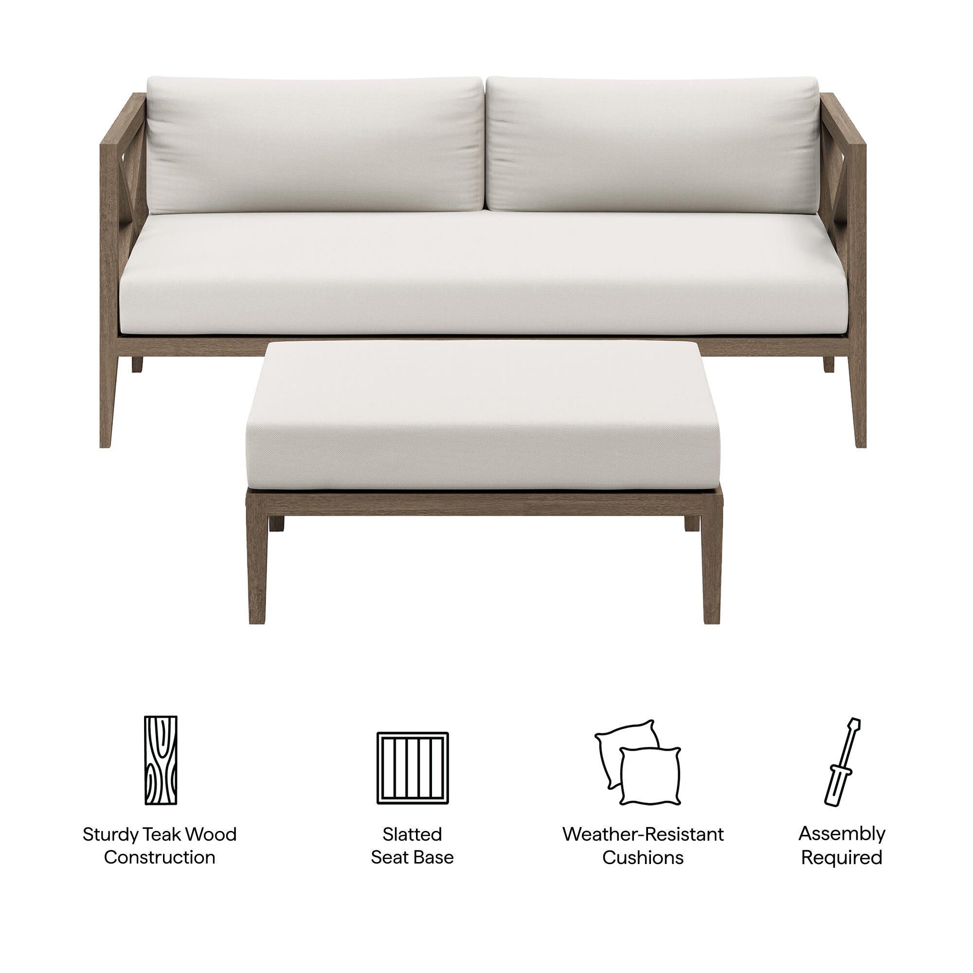 Modway Northlake Outdoor Loveseat and Ottoman Set, , large