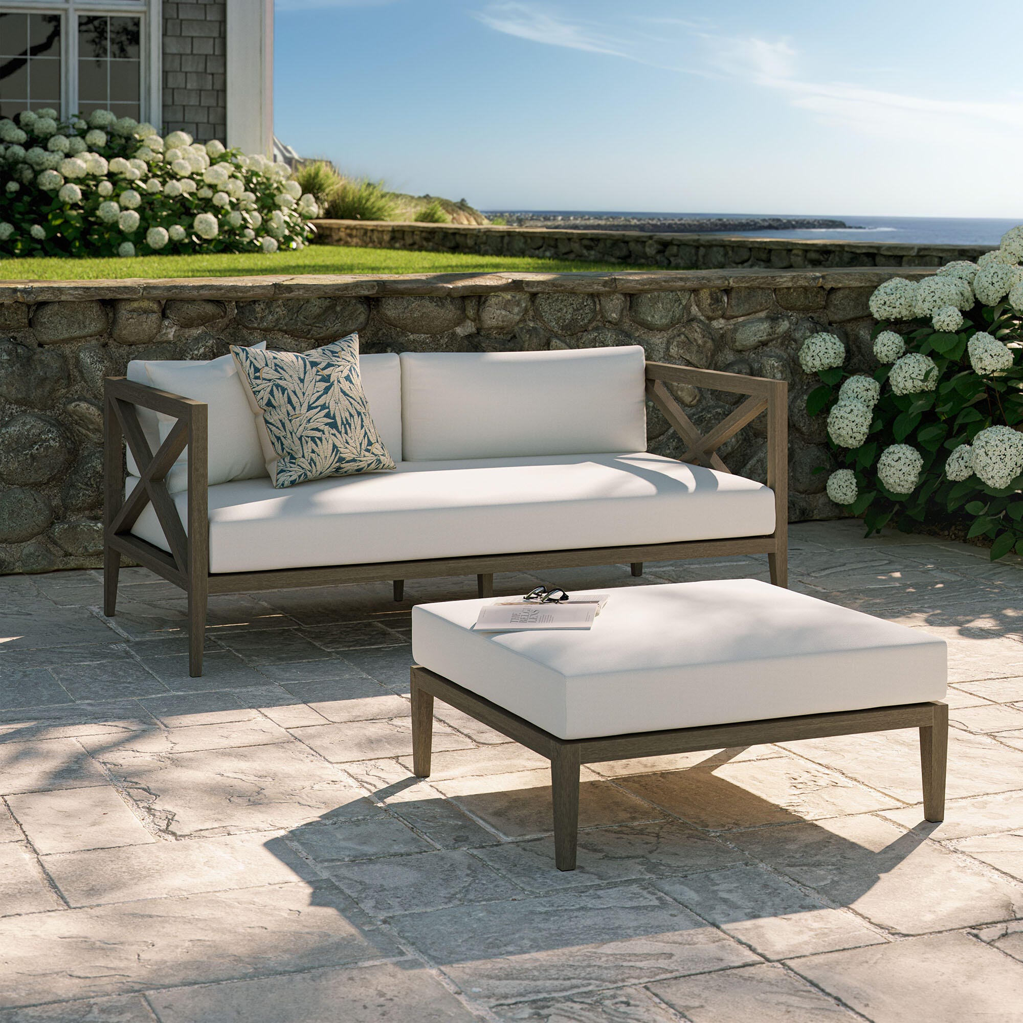Modway Northlake Outdoor Loveseat and Ottoman Set, , large