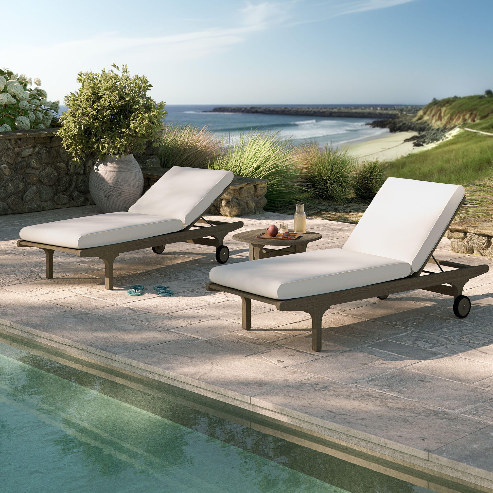 Modway Saratoga Outdoor 2 Chaise Lounge and Side Table, , rollover