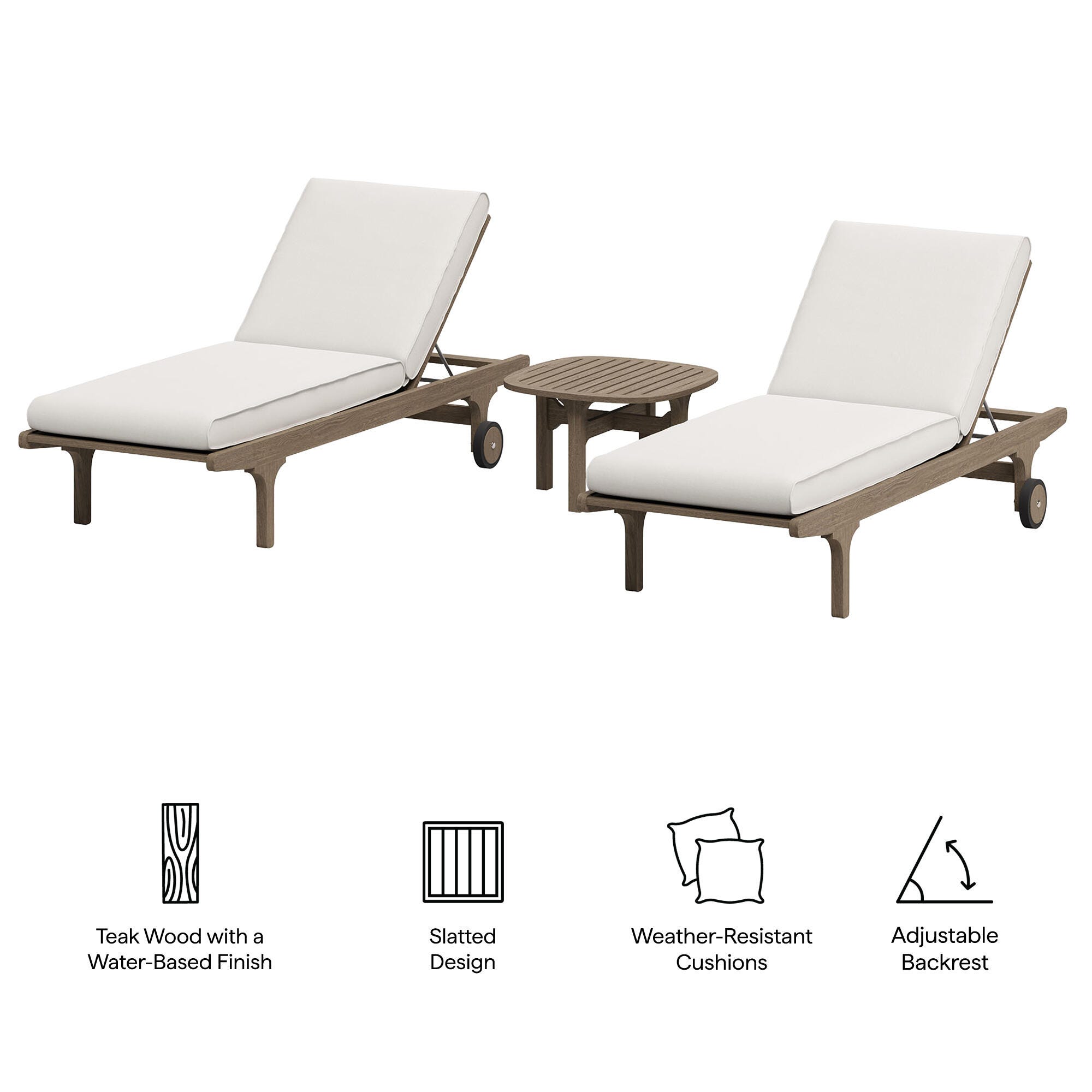 Modway Saratoga Outdoor 2 Chaise Lounge and Side Table, , large