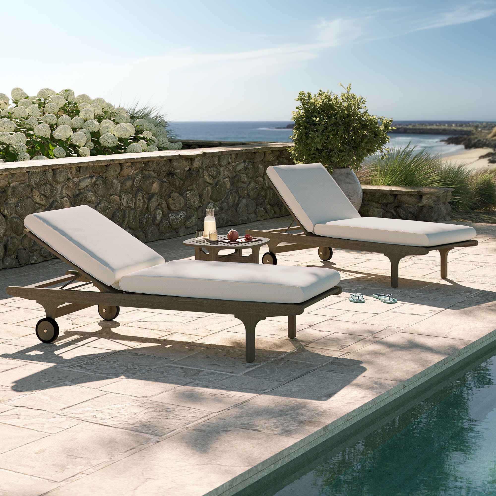 Modway Saratoga Outdoor 2 Chaise Lounge and Side Table, , large