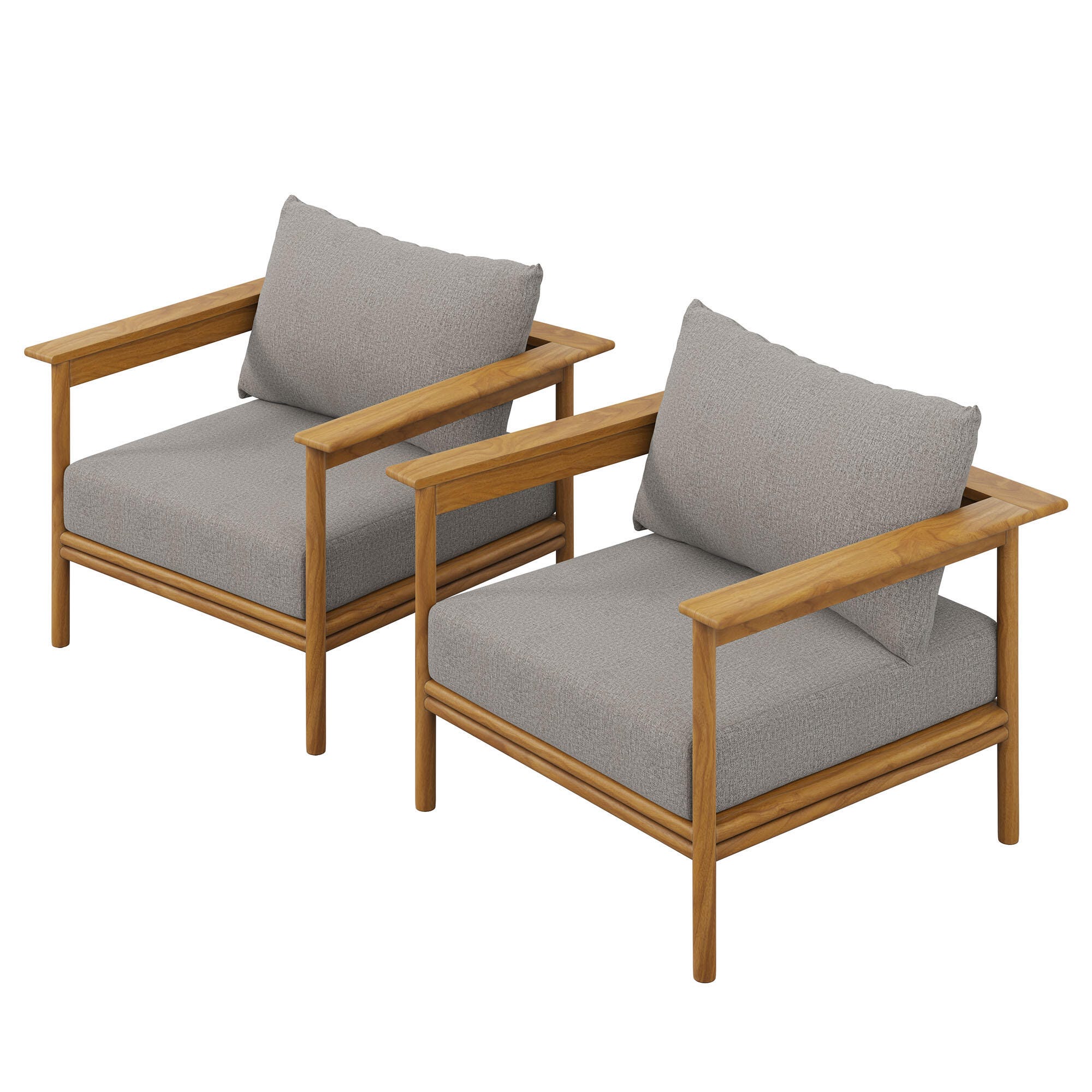 Modway Wren Outdoor Armchair (Set of 2), Natural/Brown, large