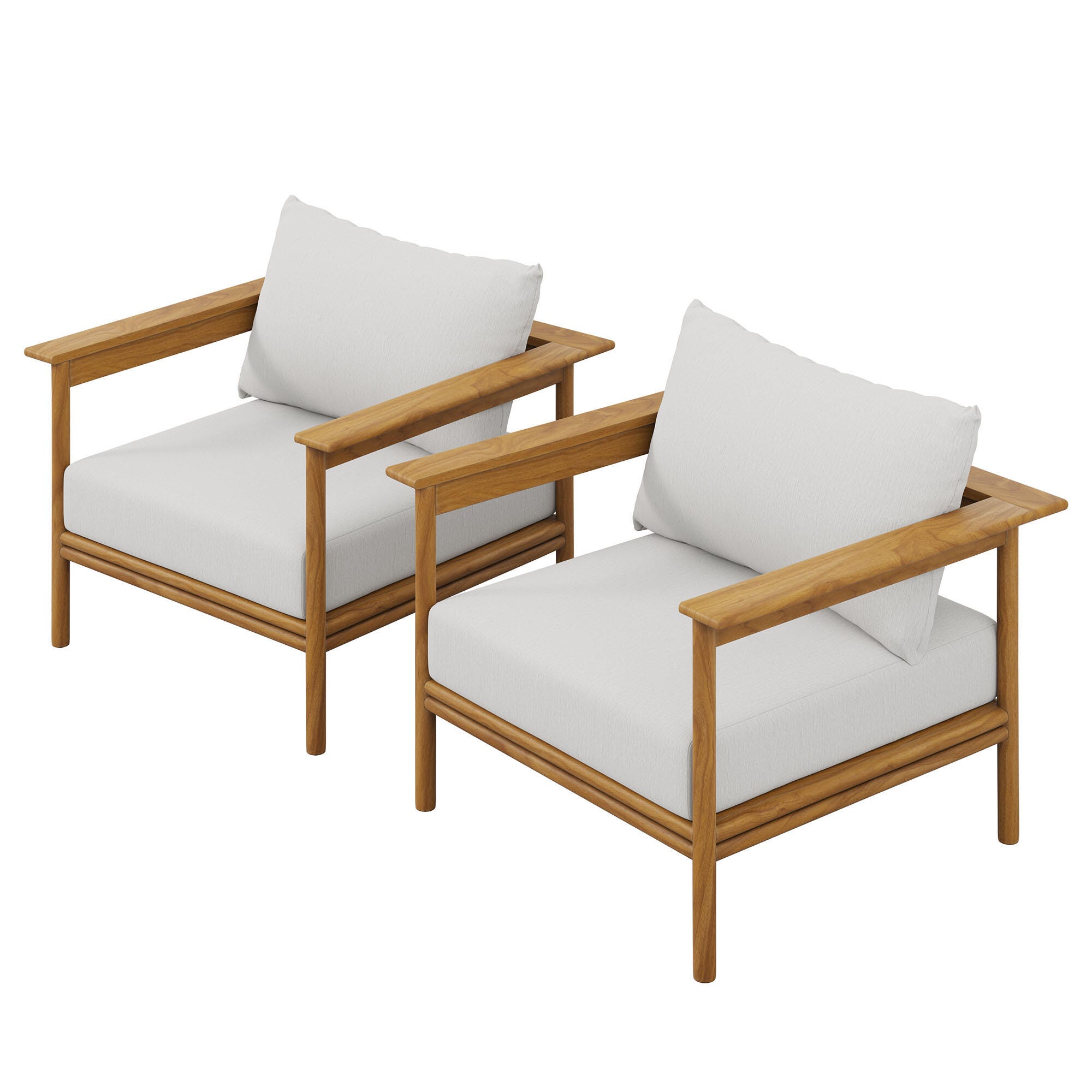 Modway Wren Outdoor Armchair (Set of 2), Natural/White, large