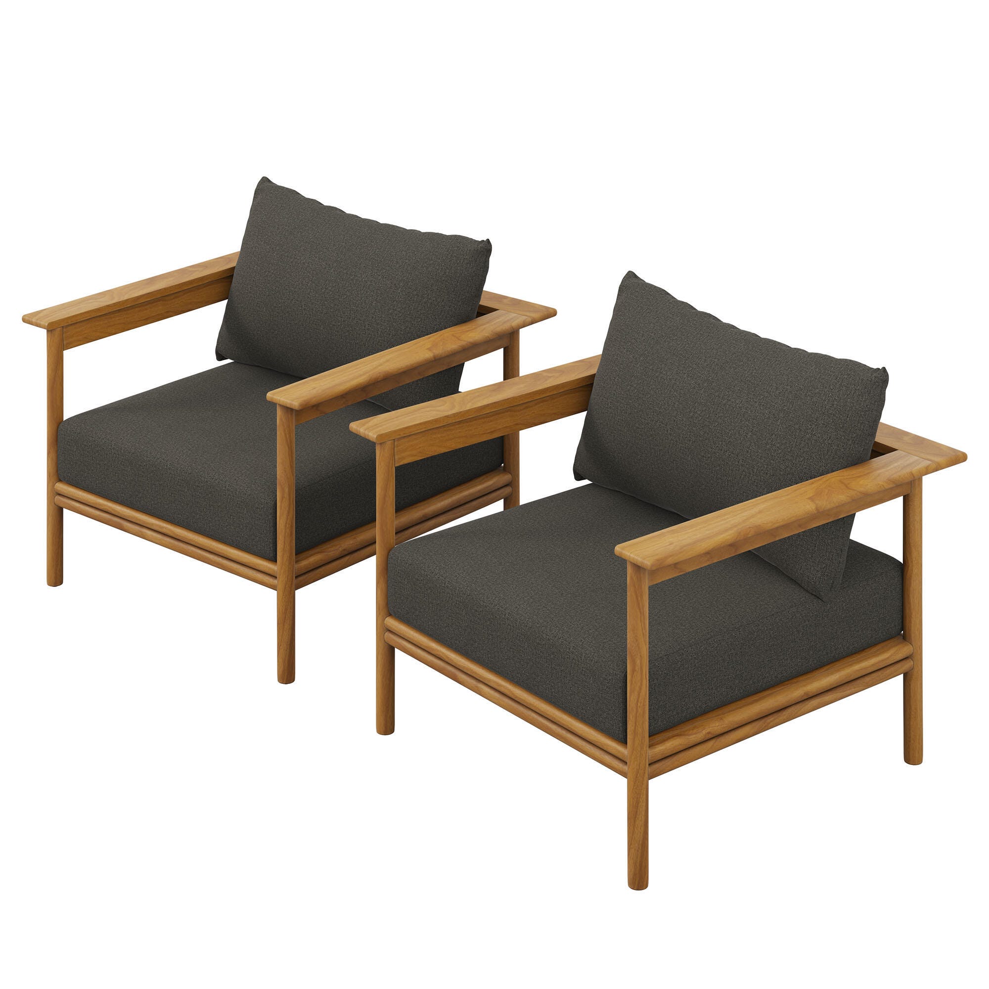 Modway Wren Outdoor Armchair (Set of 2), Natural/Gray, large