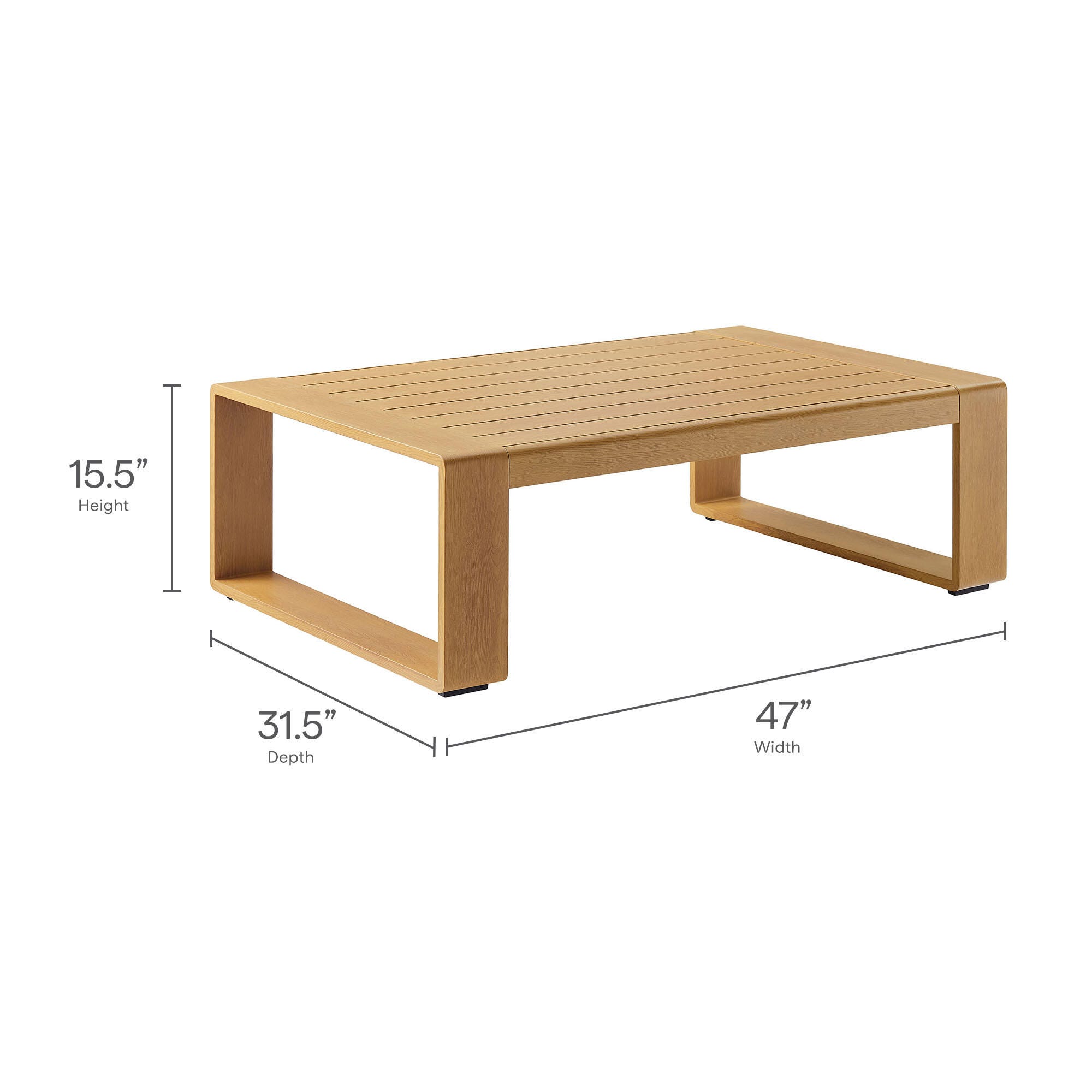 Modway Lirienne Outdoor Sofa and Coffee Table, Ivory/Natural, large