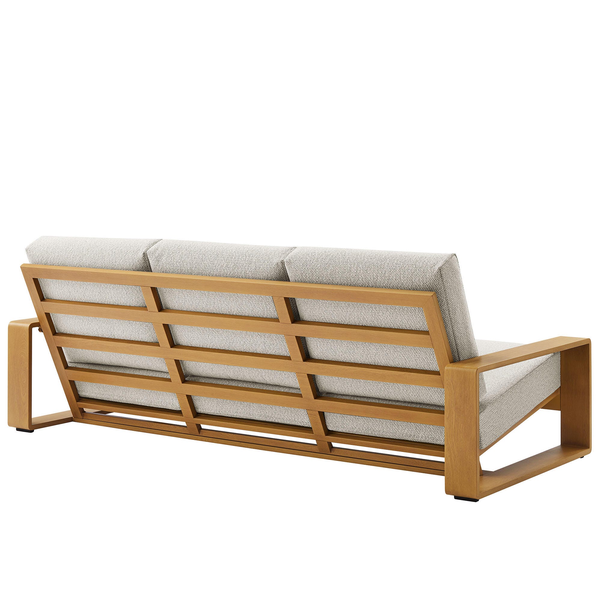 Modway Lirienne Outdoor Sofa and Coffee Table, Ivory/Natural, large