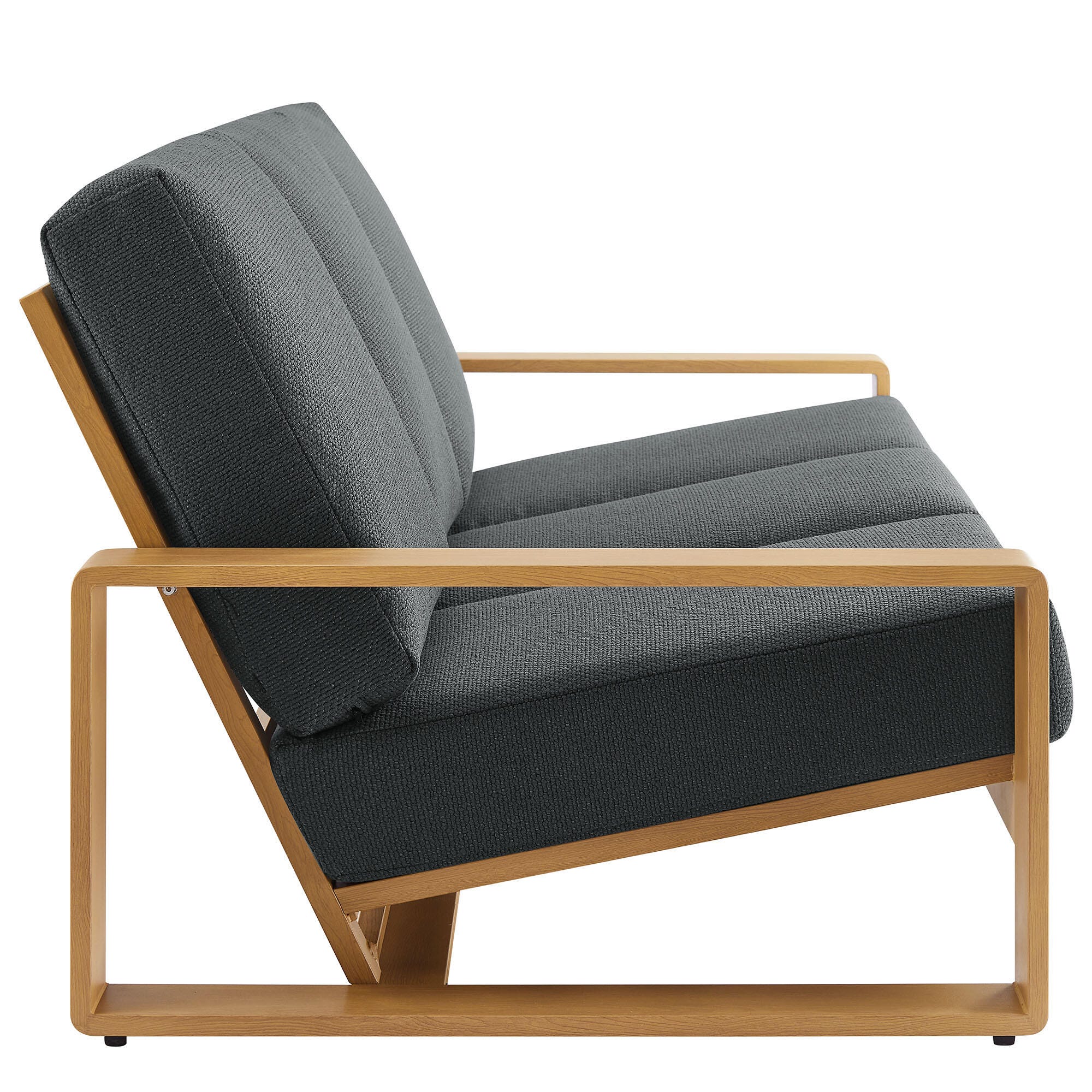 Modway Lirienne Outdoor Sofa and Coffee Table, Charcoal/Natural, large