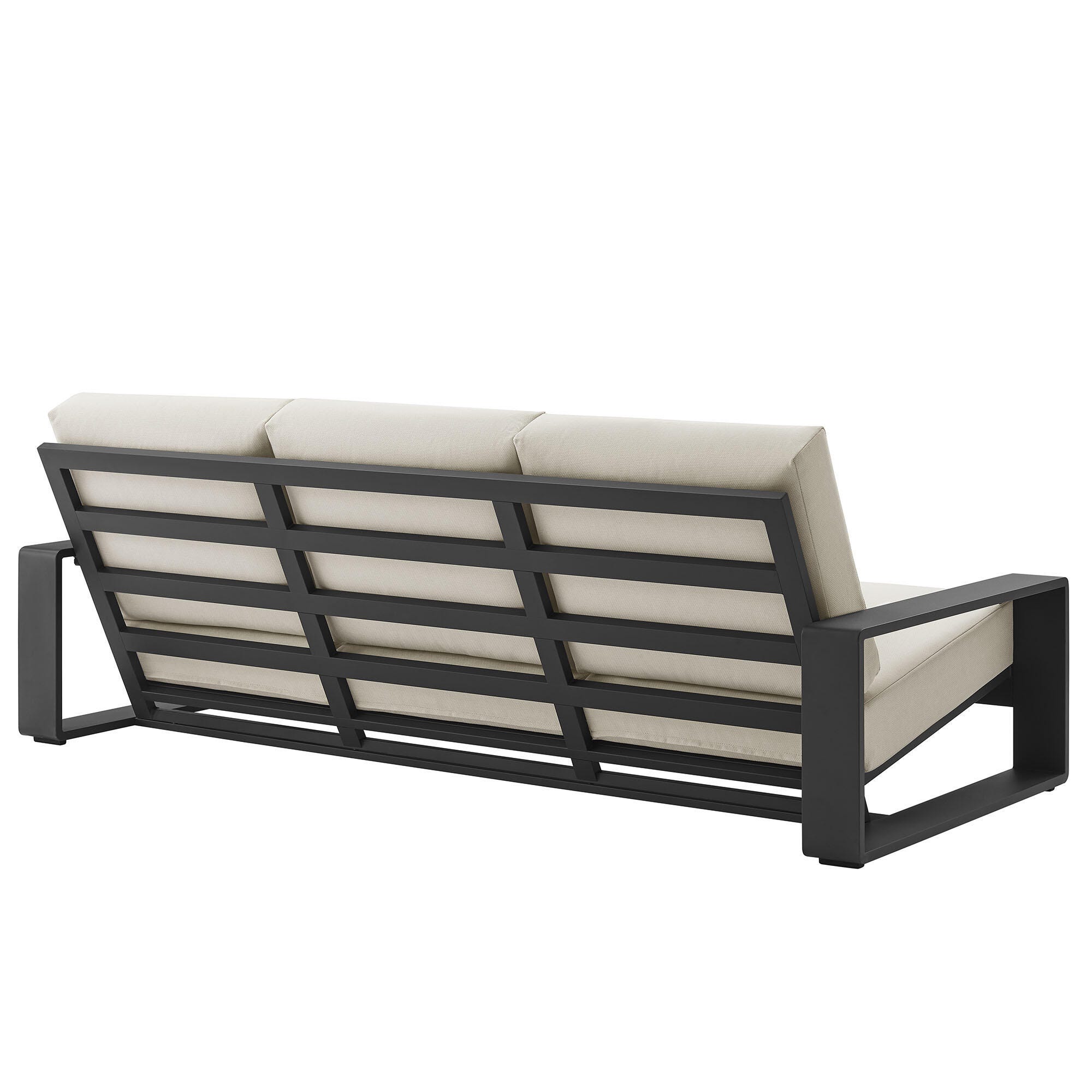 Modway Lirienne Outdoor Sofa and Coffee Table, Cream Gray/Black, large