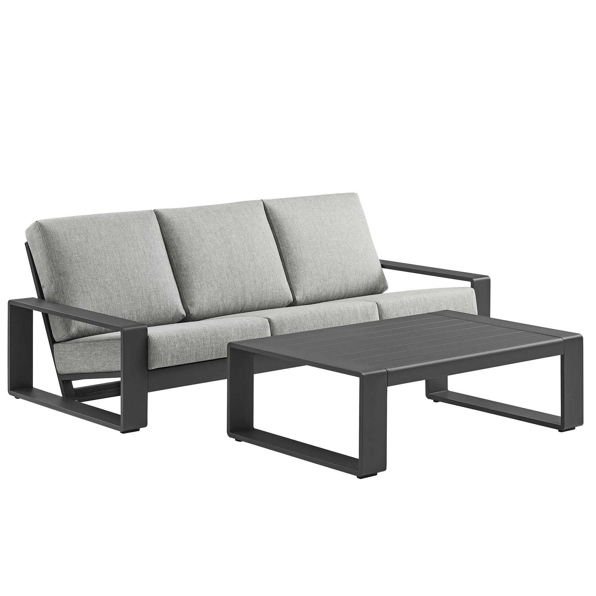 Modway Lirienne Outdoor Sofa and Coffee Table