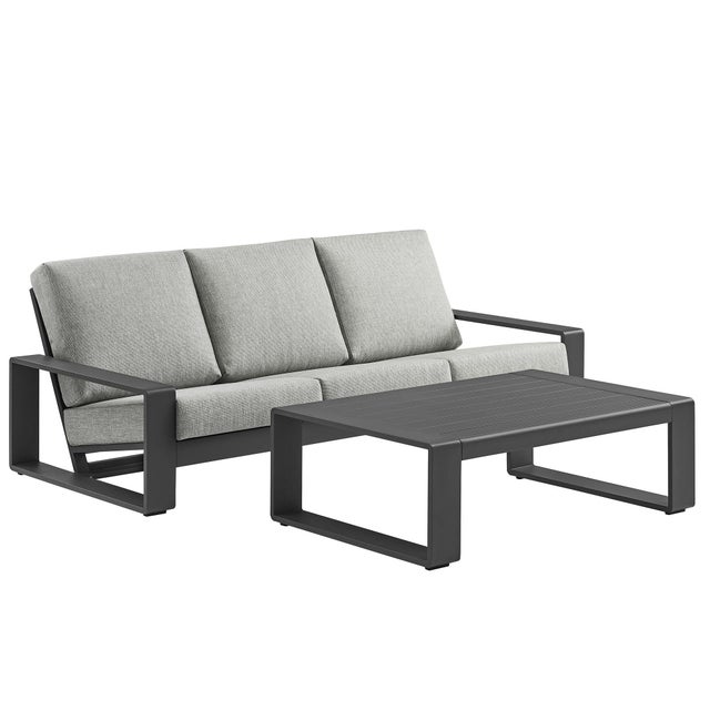 Modway Lirienne Outdoor Sofa and Coffee Table