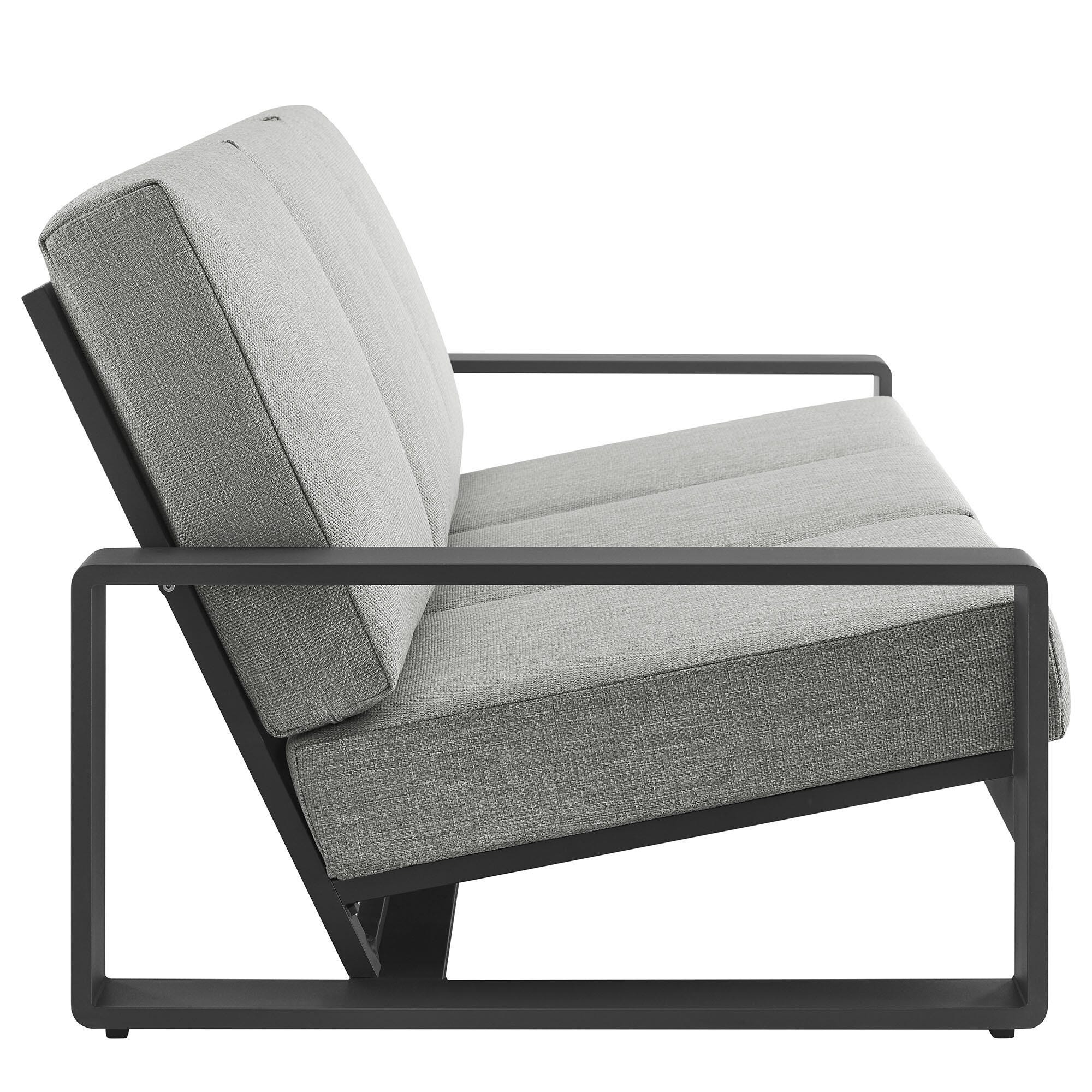 Modway Lirienne Outdoor Sofa and Coffee Table, Light Gray/Black, large