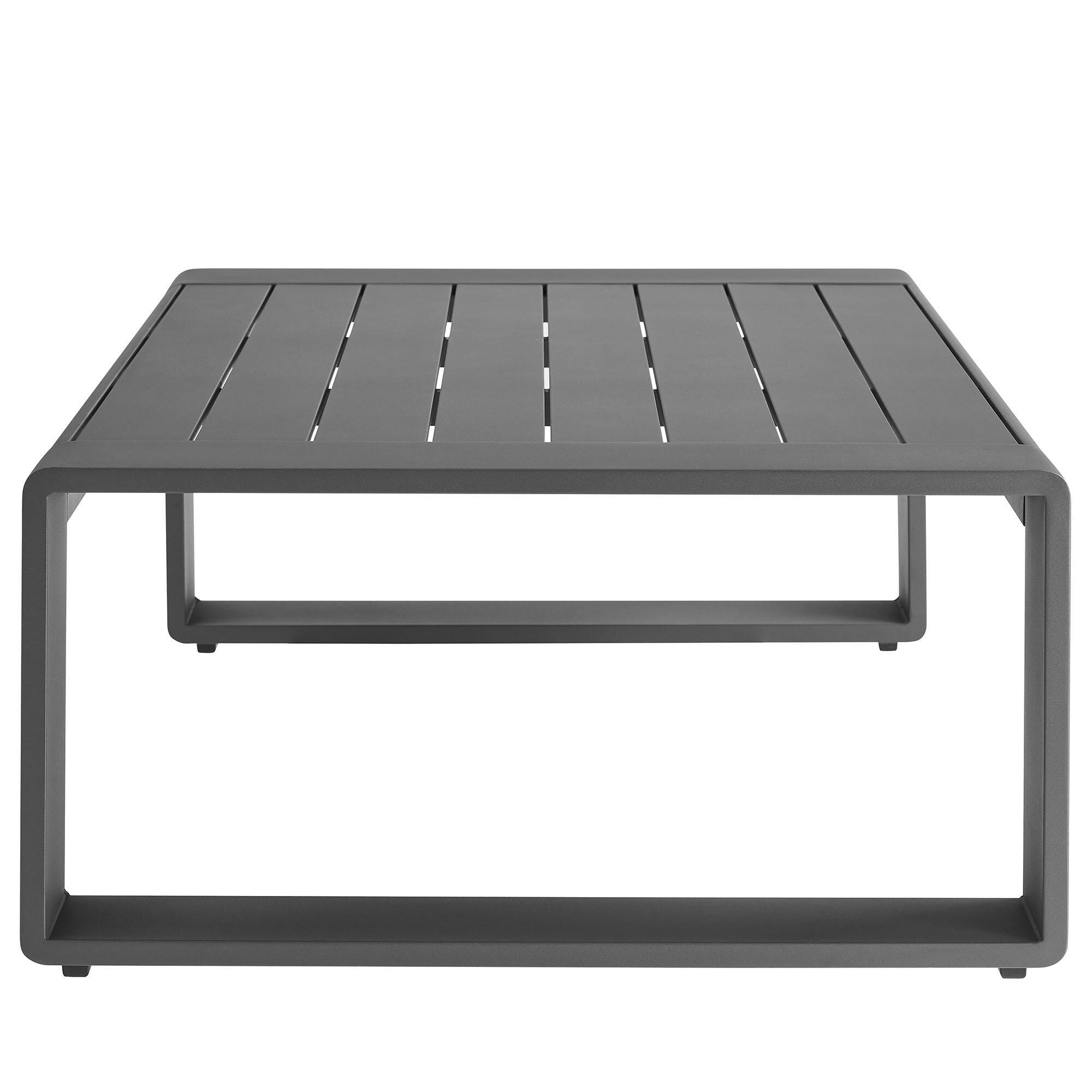 Modway Lirienne Outdoor Sofa and Coffee Table, Light Gray/Black, large