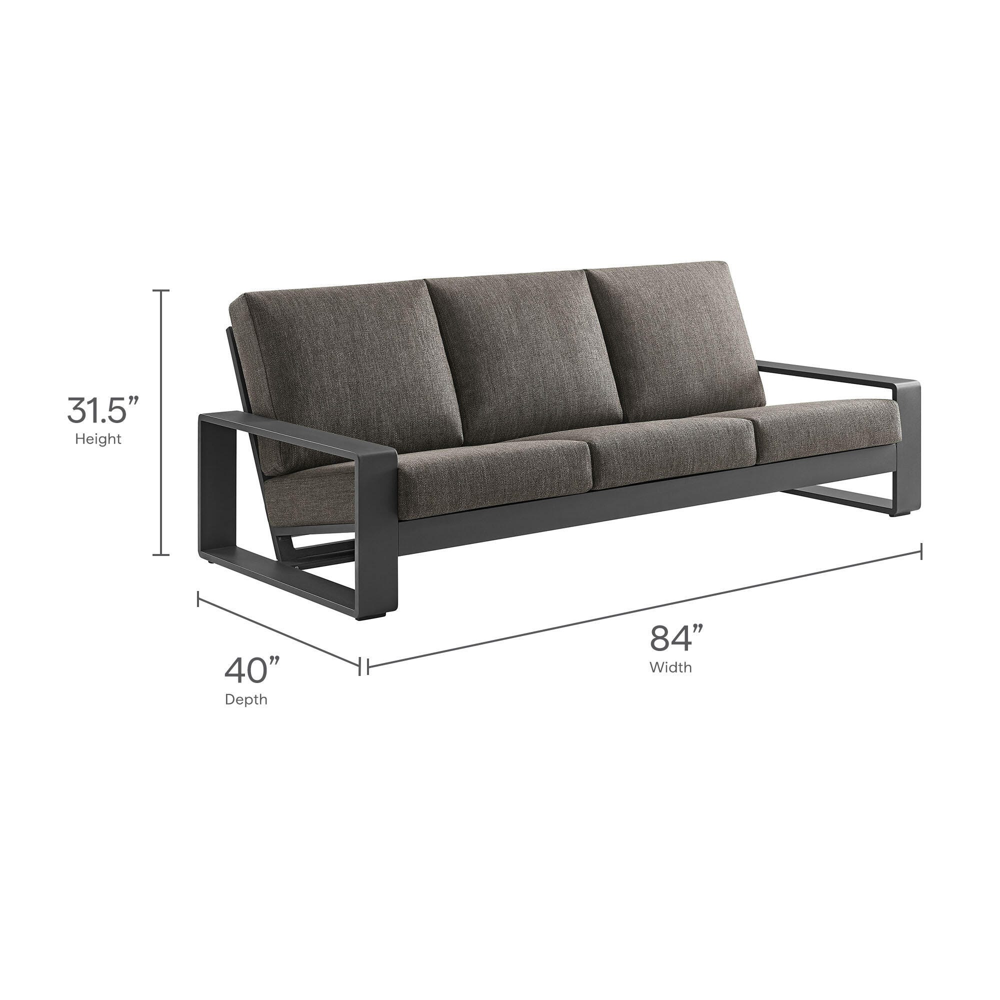 Modway Lirienne Outdoor Sofa and Coffee Table, Smoke/Black, large