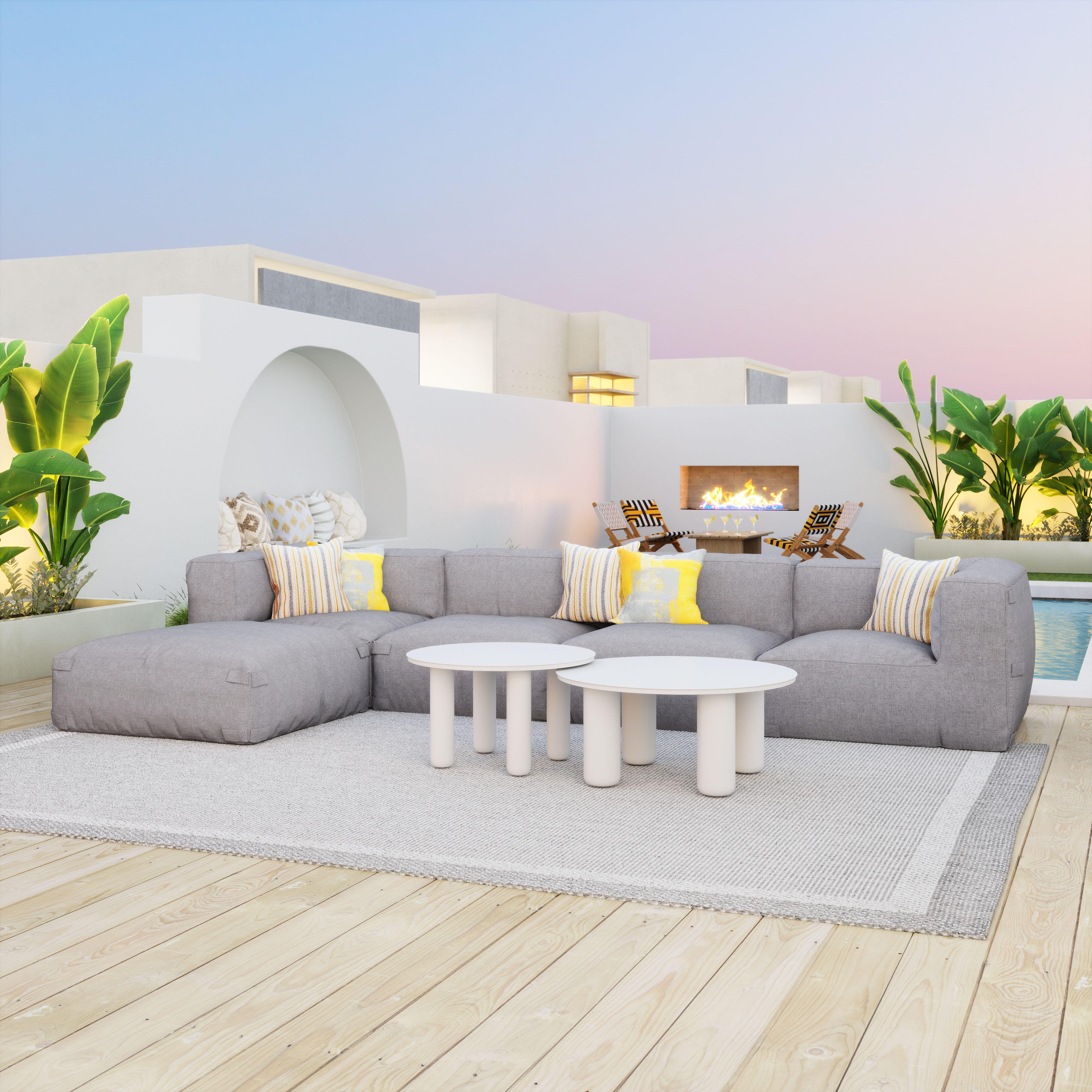 Erika Home Ola Outdoor Coffee Table Set, , large