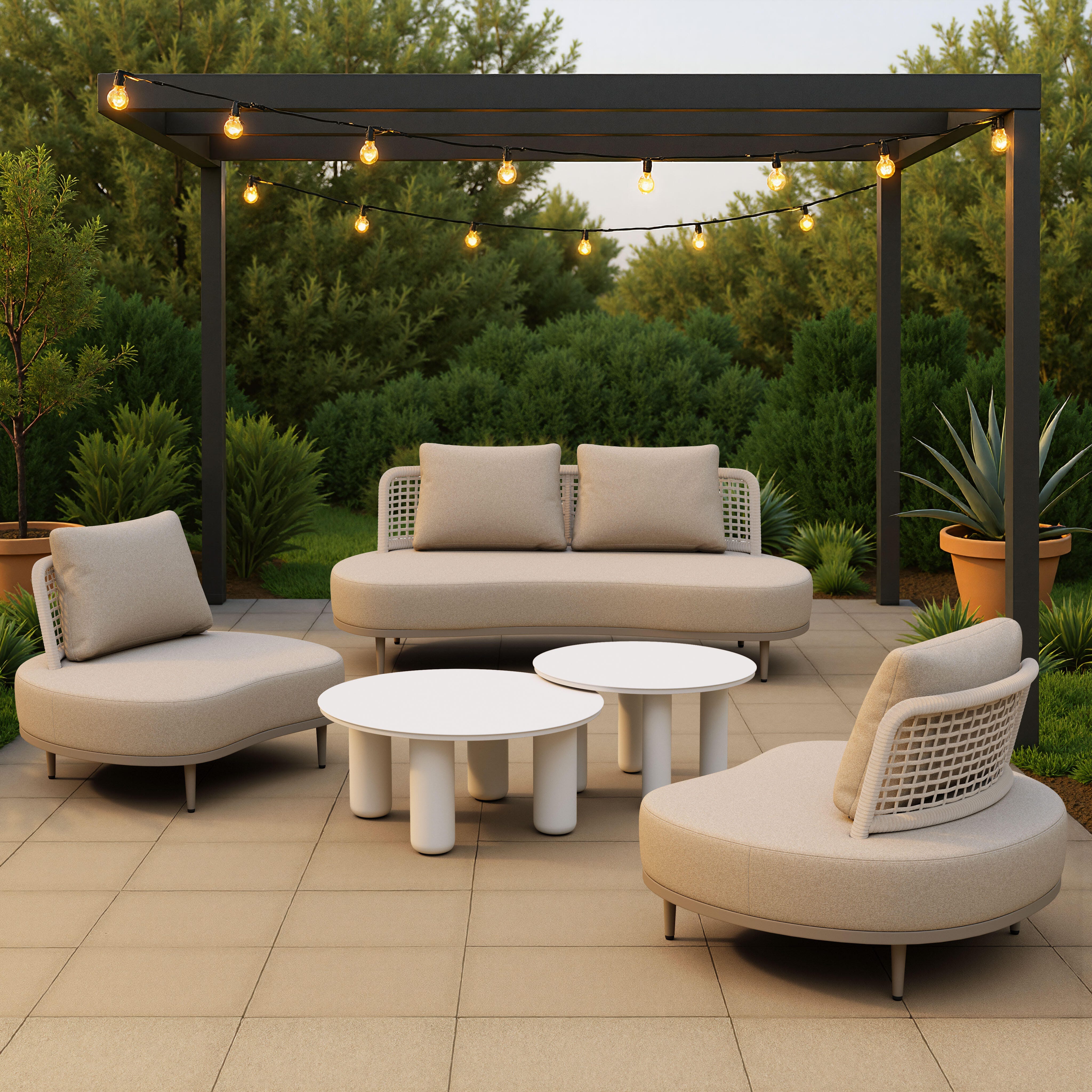 Erika Home Ola Outdoor Coffee Table Set, , large
