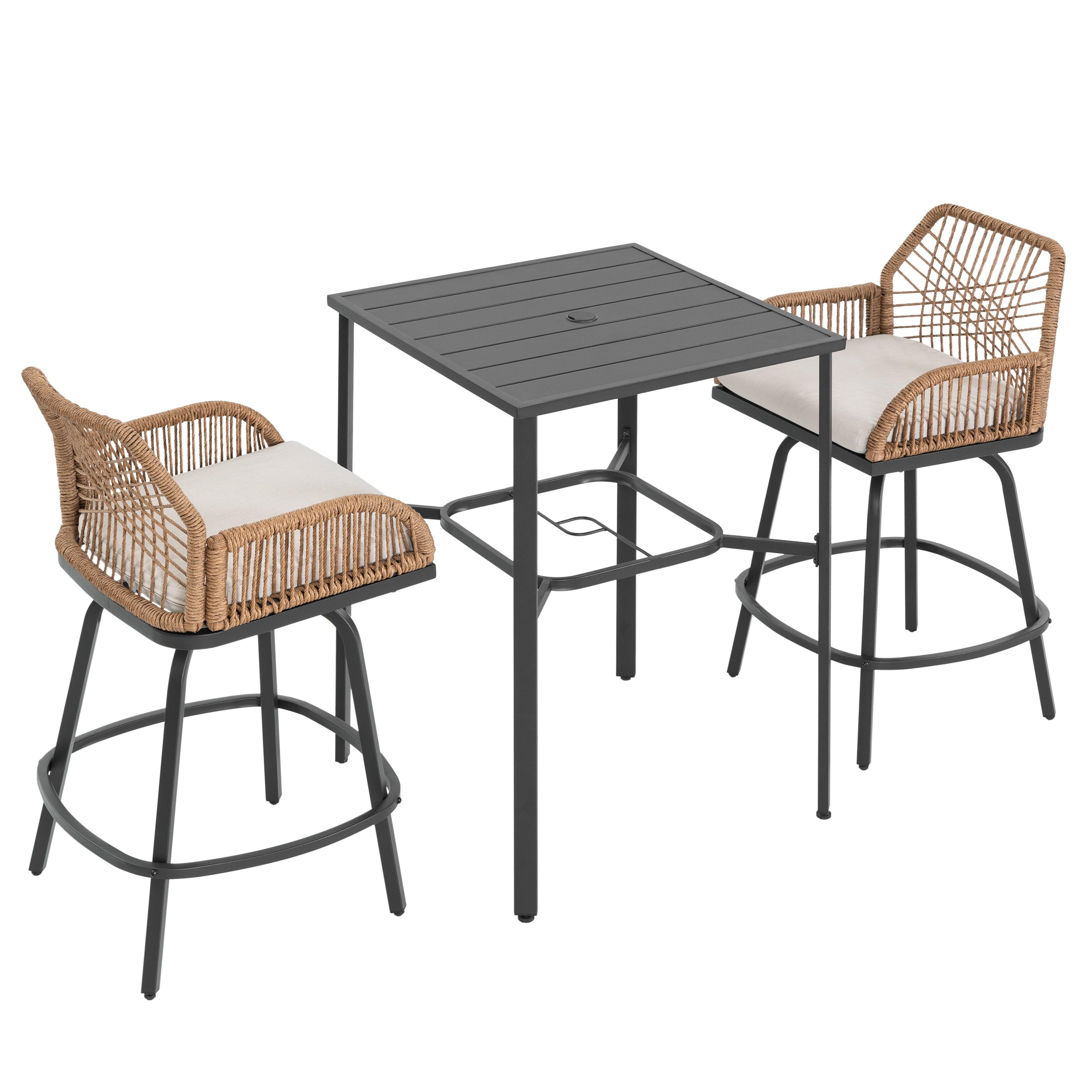 Nuu Garden Outdoor Bar Table and 2 Bar Stools, , large