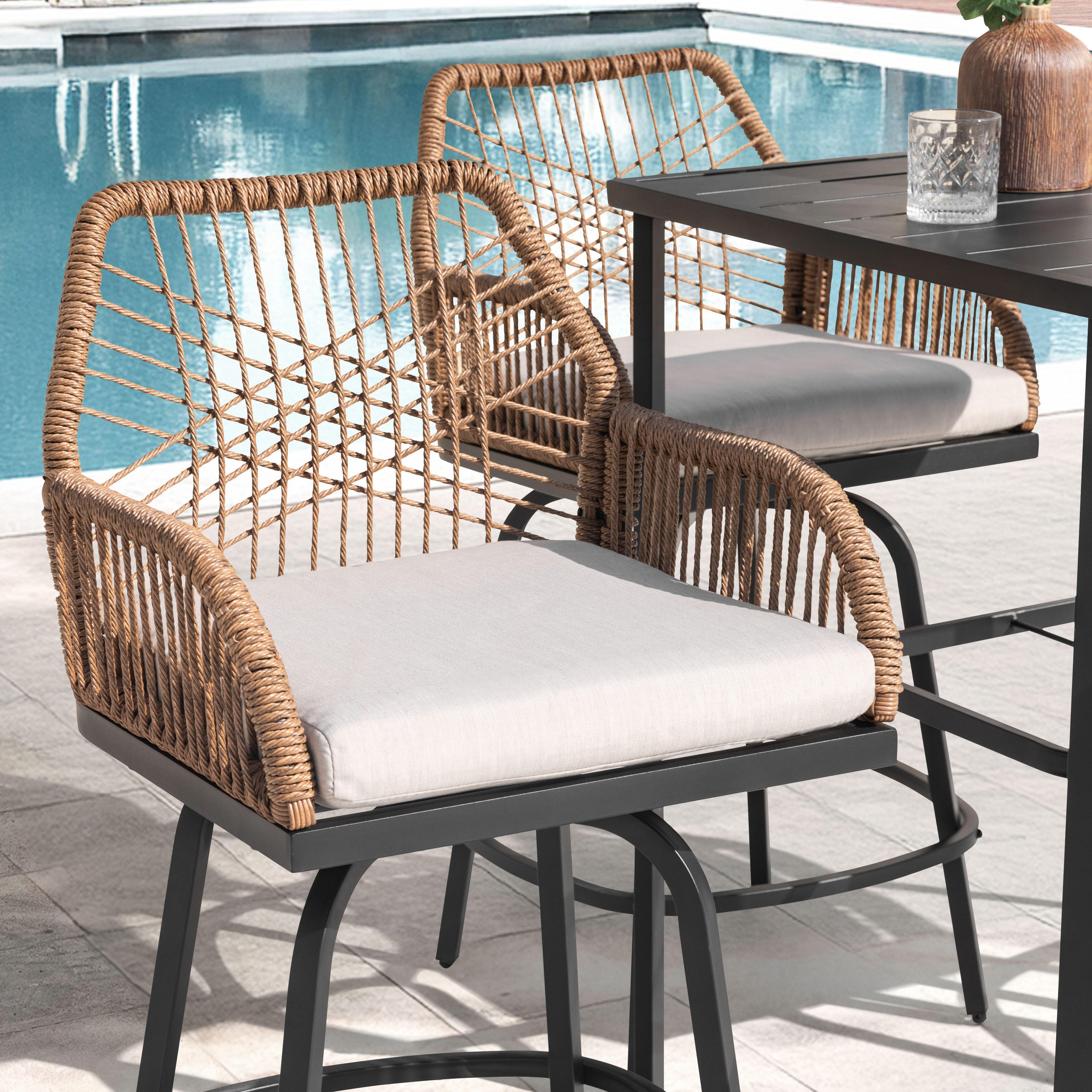 Nuu Garden Outdoor Bar Table and 2 Bar Stools, , large