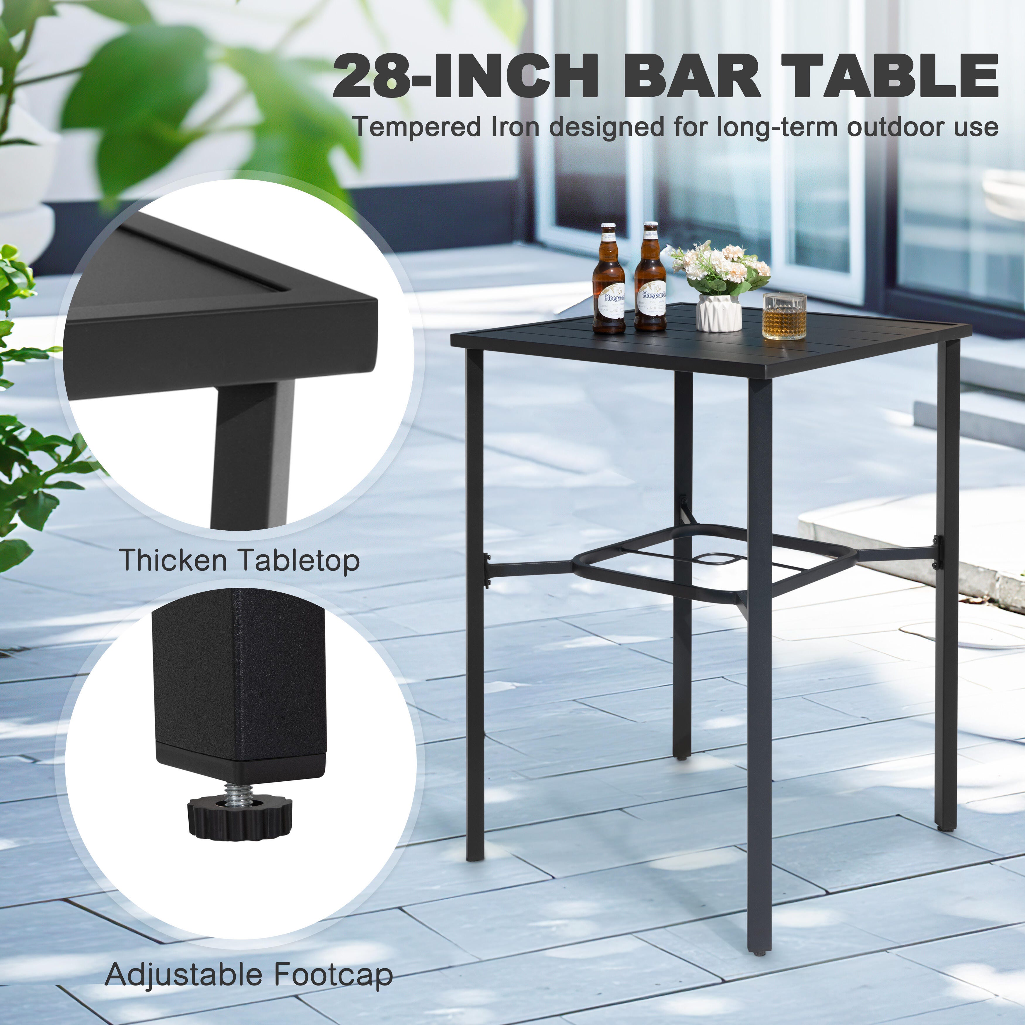 Nuu Garden Outdoor Bar Table and 2 Bar Stools, , large