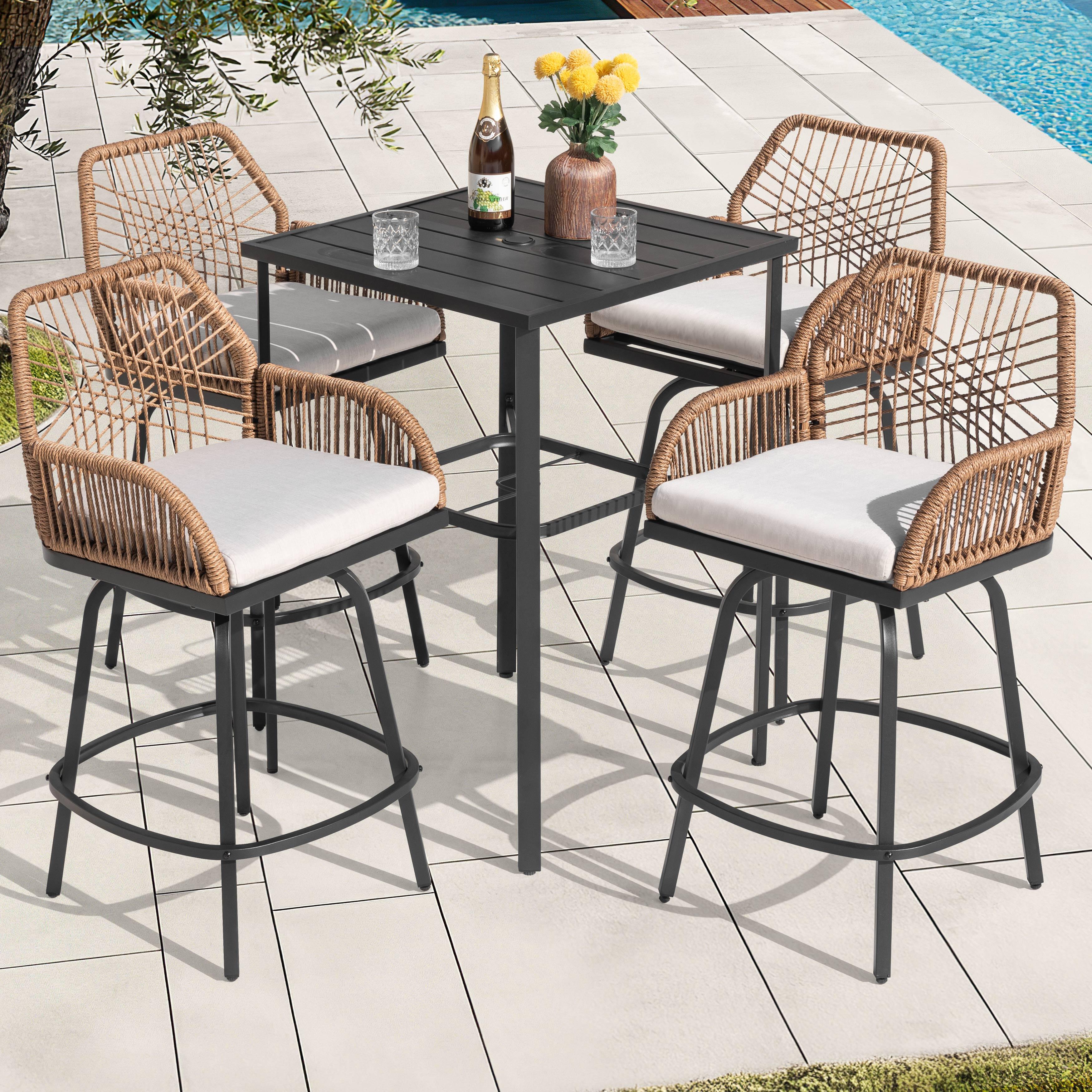 Nuu Garden Outdoor Bar Table and 4 Bar Stools, , rollover