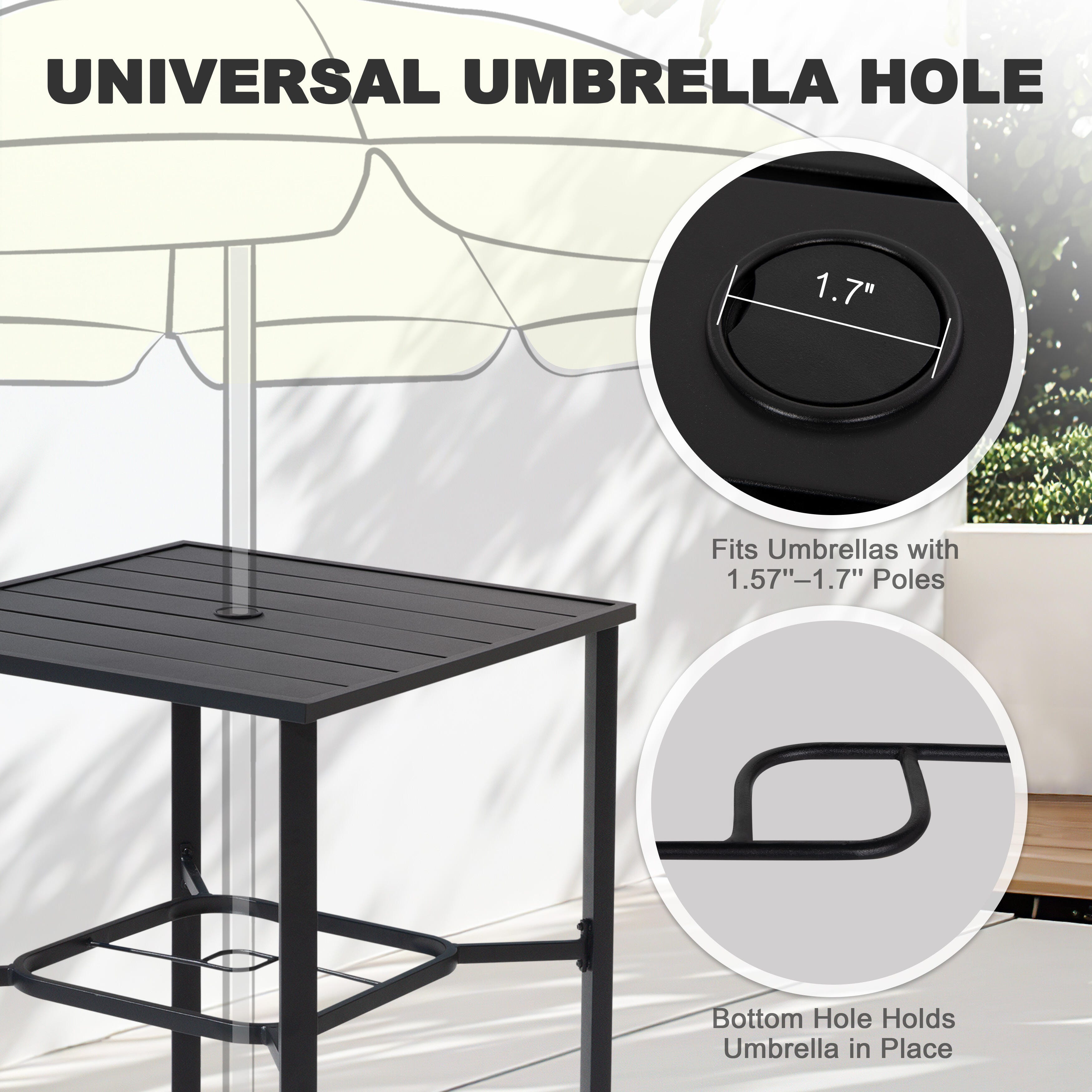 Nuu Garden Outdoor Bar Table and 4 Bar Stools, , large