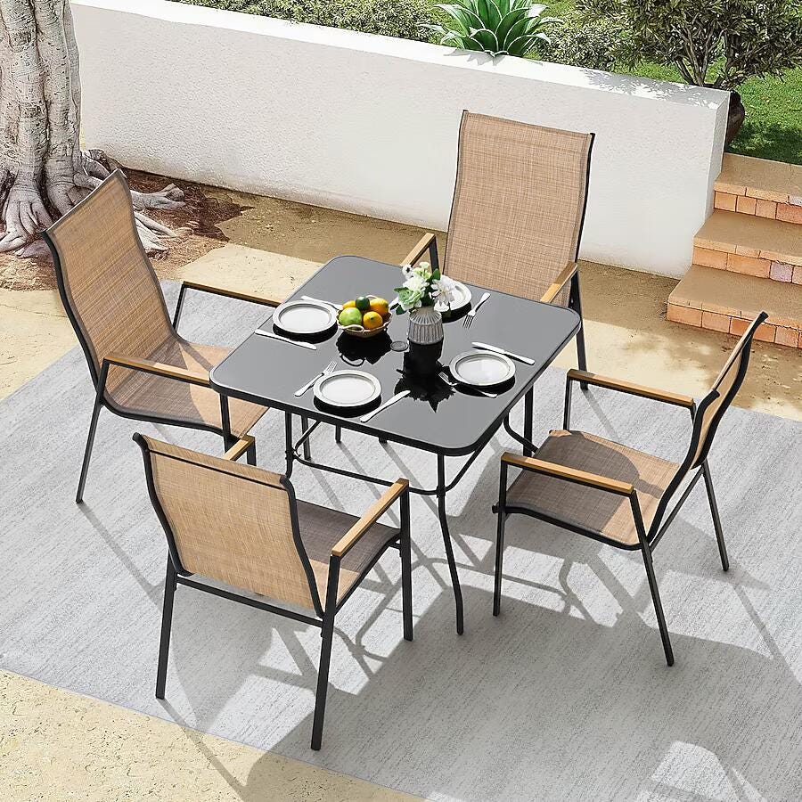 Nuu Garden Outdoor Stackable Dining Table and 4 Chairs, , rollover