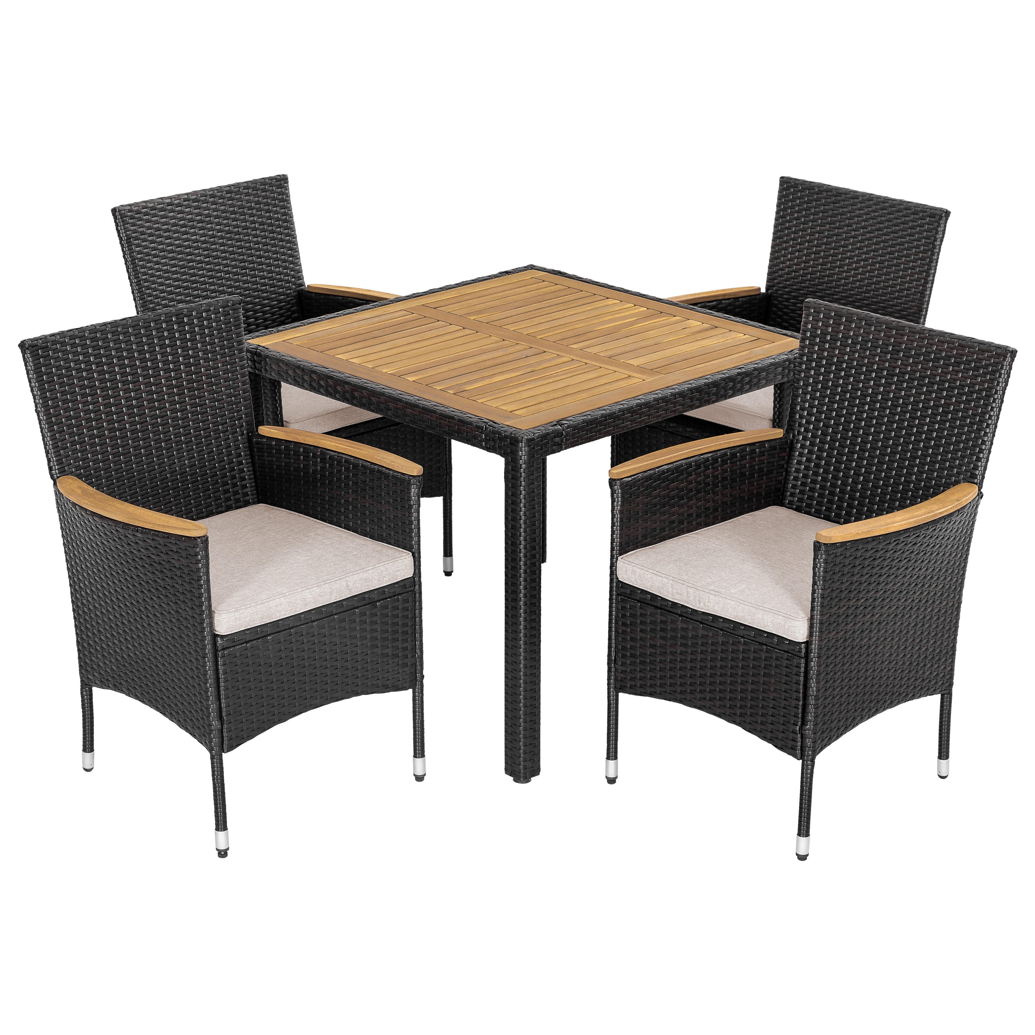 Nuu Garden Outdoor Patio Dining Table and 4 Chairs, , large