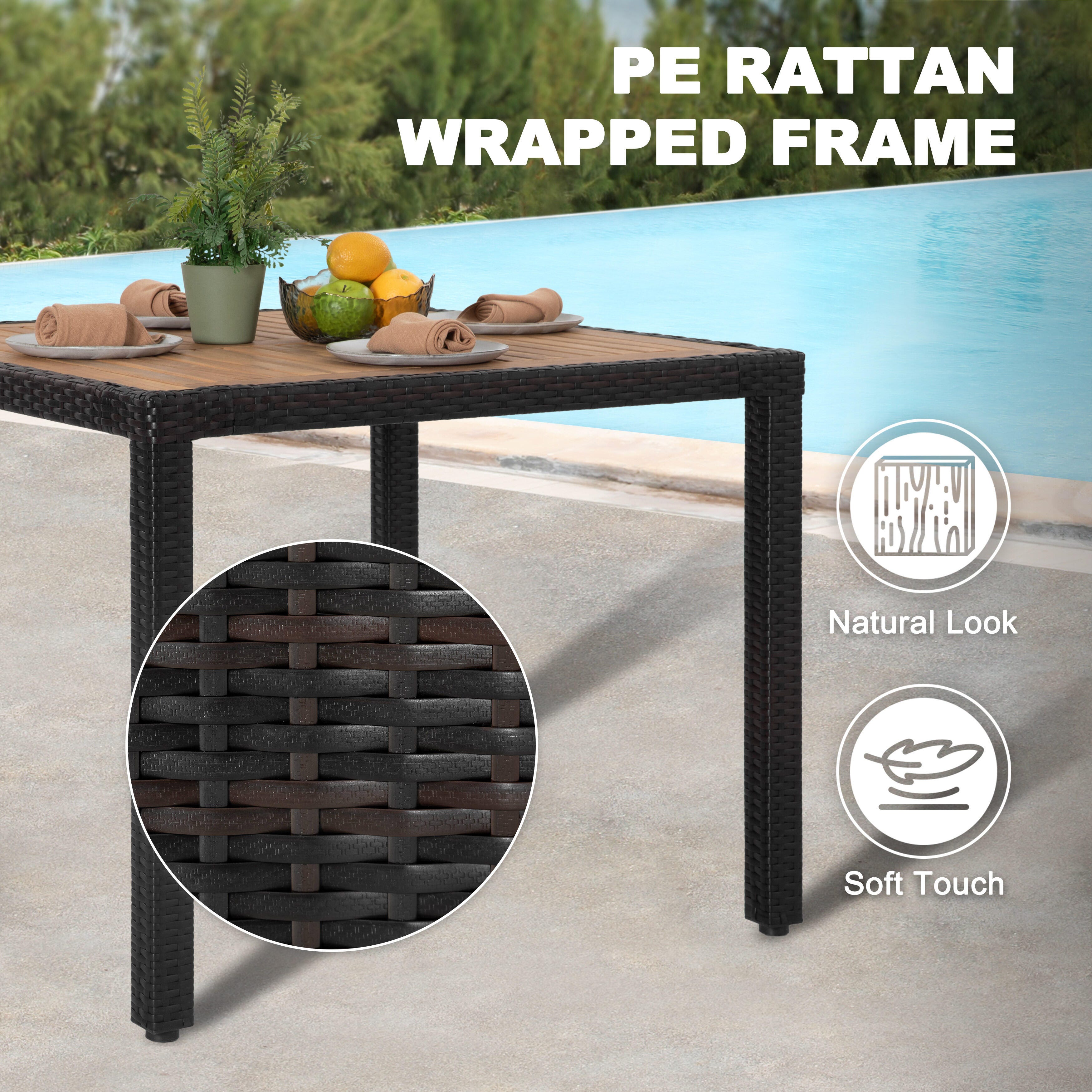 Nuu Garden Outdoor Patio Dining Table and 4 Chairs, , large