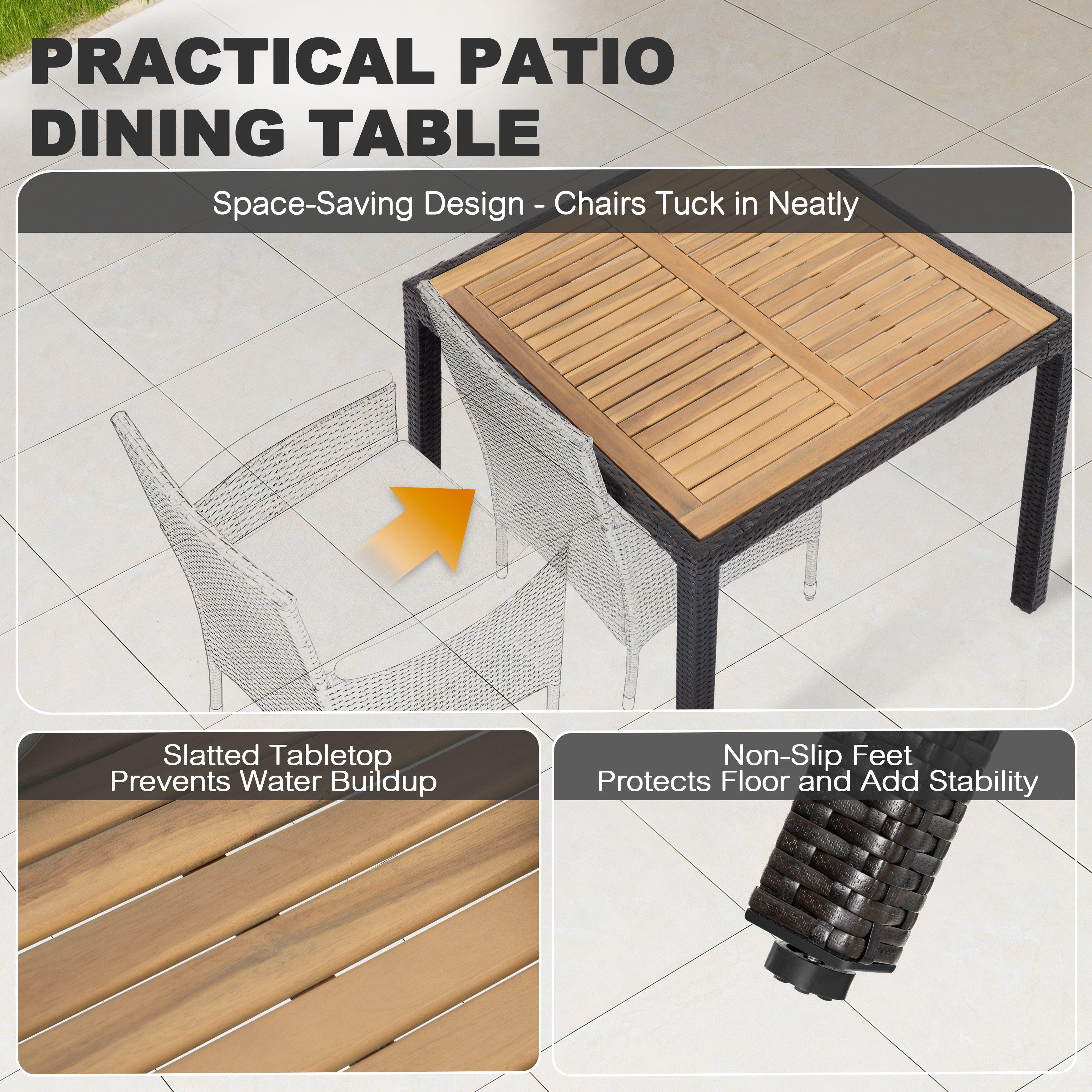 Nuu Garden Outdoor Patio Dining Table and 4 Chairs, , large