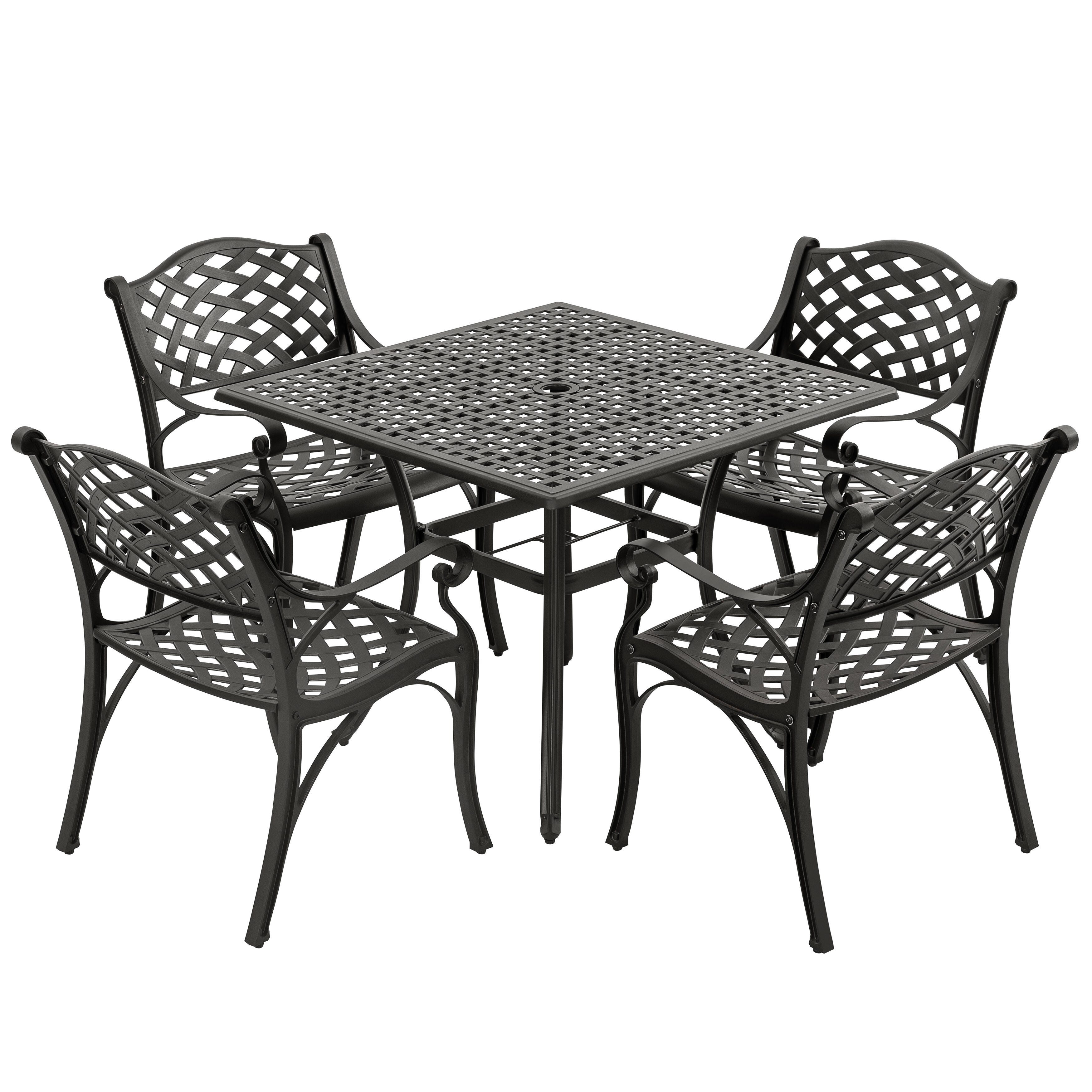 Nuu Garden Outdoor Lattice Dining Table and 4 Chairs, , large