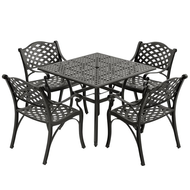 Nuu Garden Outdoor Lattice Dining Table and 4 Chairs