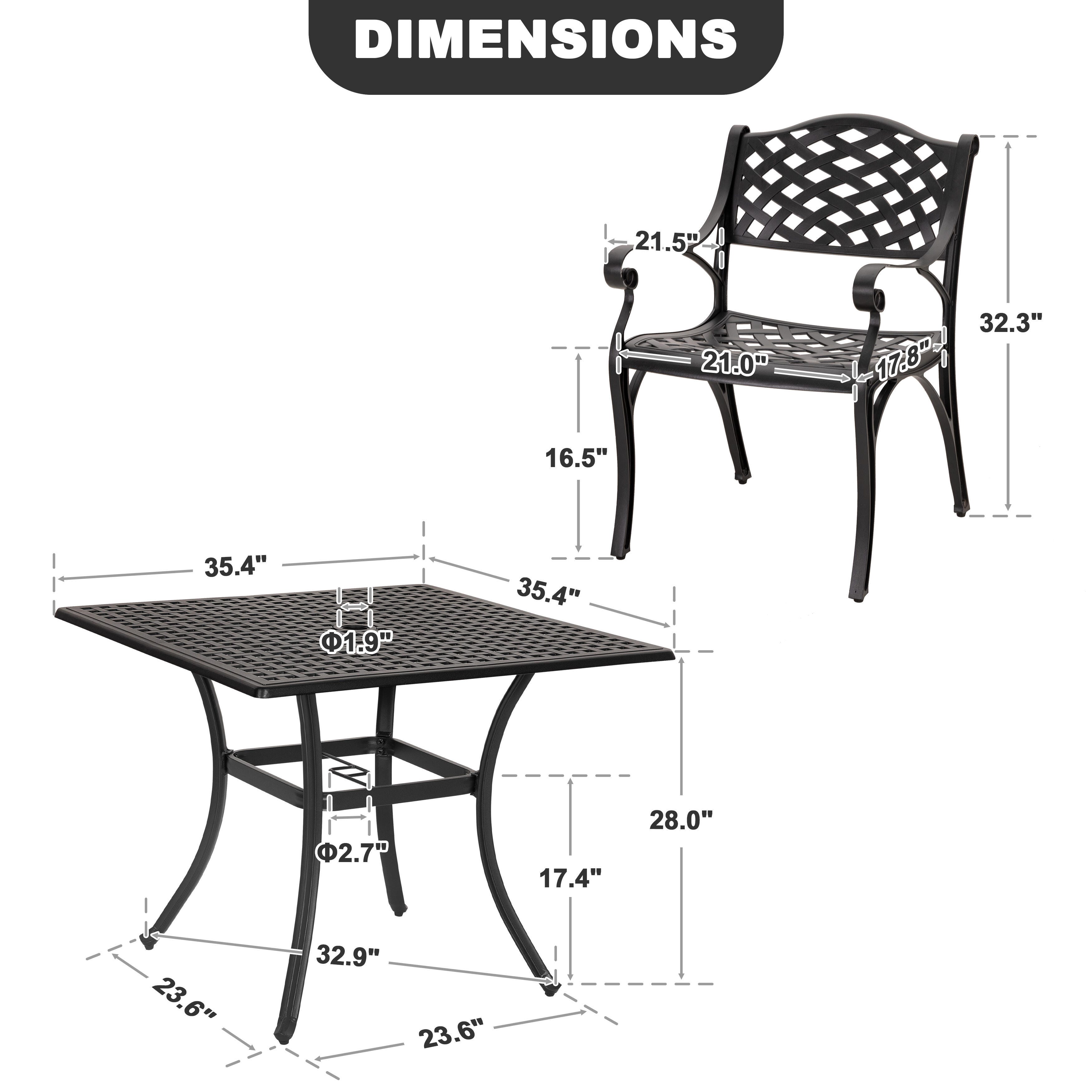Nuu Garden Outdoor Lattice Dining Table and 4 Chairs, , large