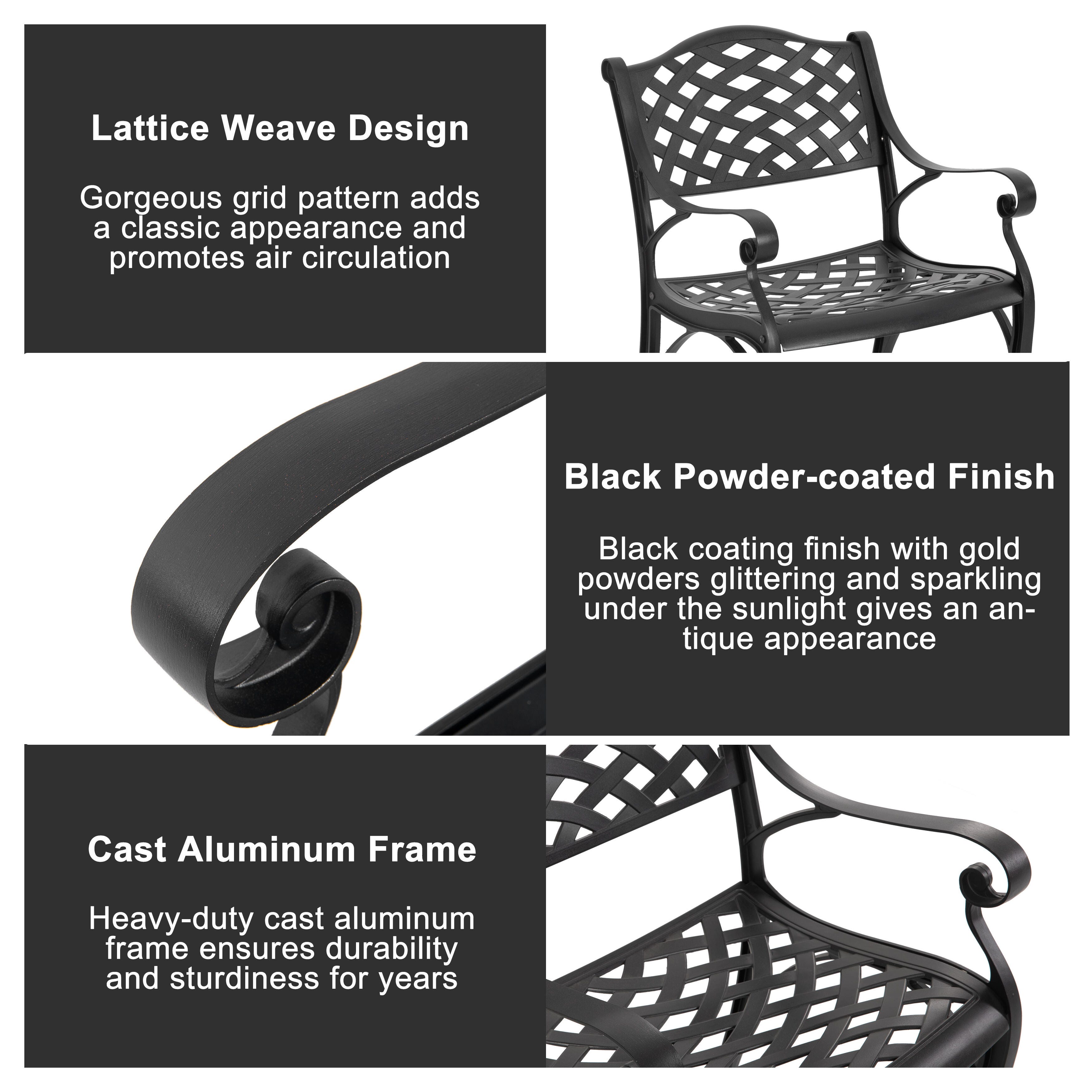 Nuu Garden Outdoor Lattice Dining Table and 4 Chairs, , large