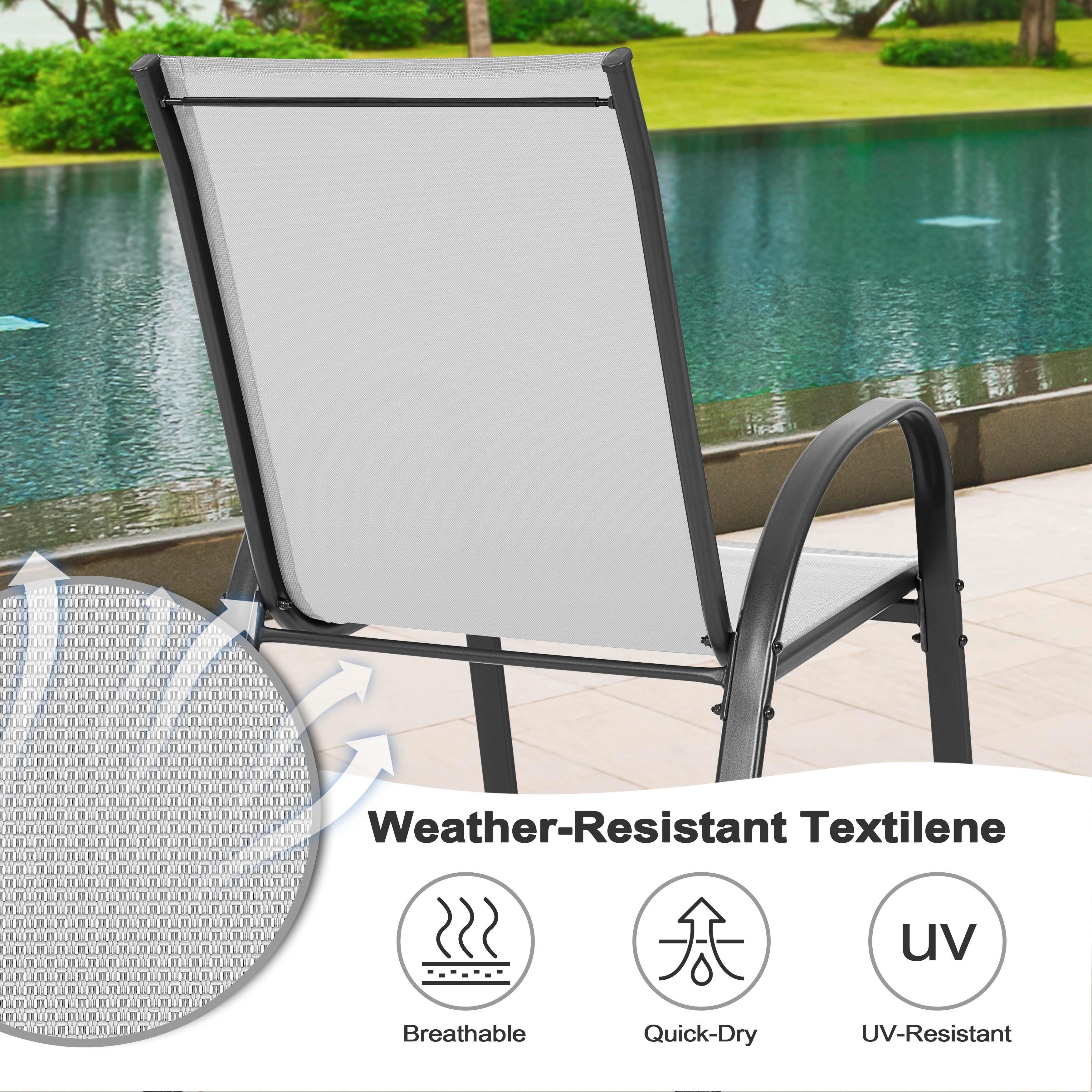 Nuu Garden Outdoor Square Dining Table and 4 Chairs, Light Gray/Black, large