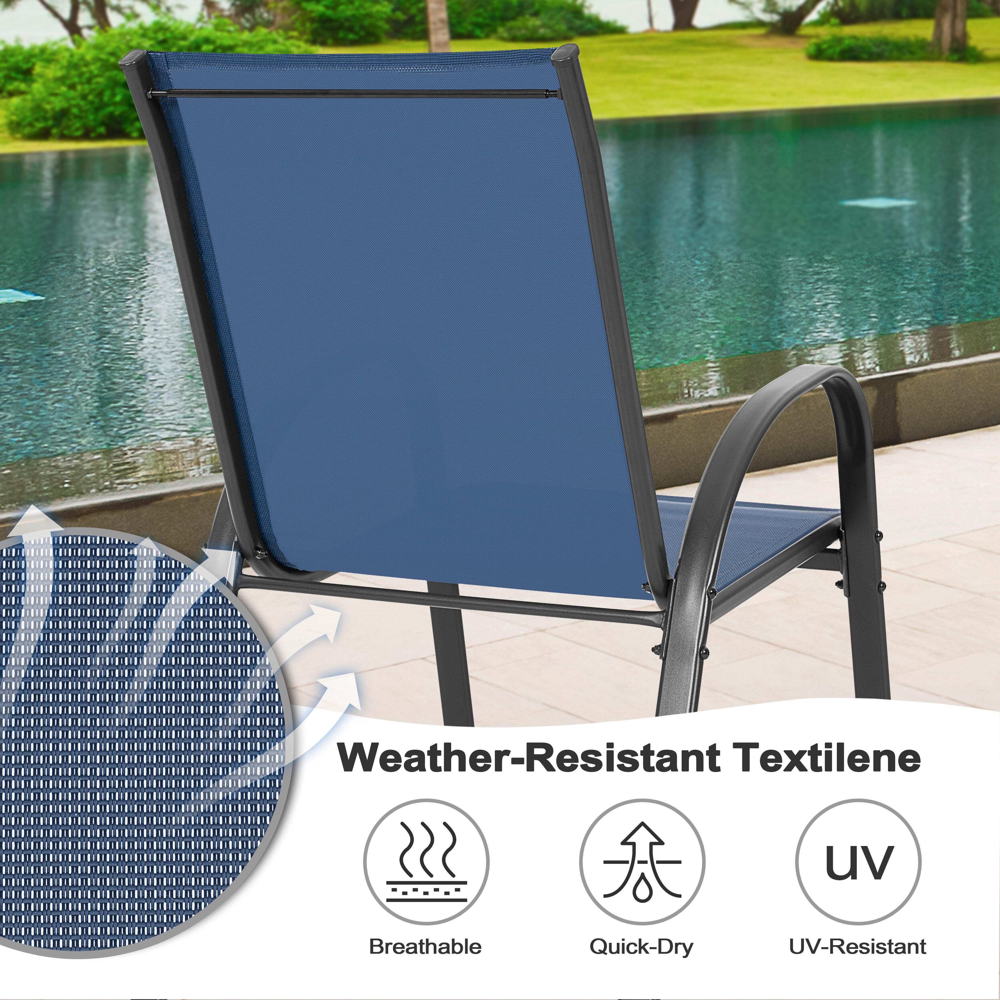 Nuu Garden Outdoor Square Dining Table and 4 Chairs, Blue, large