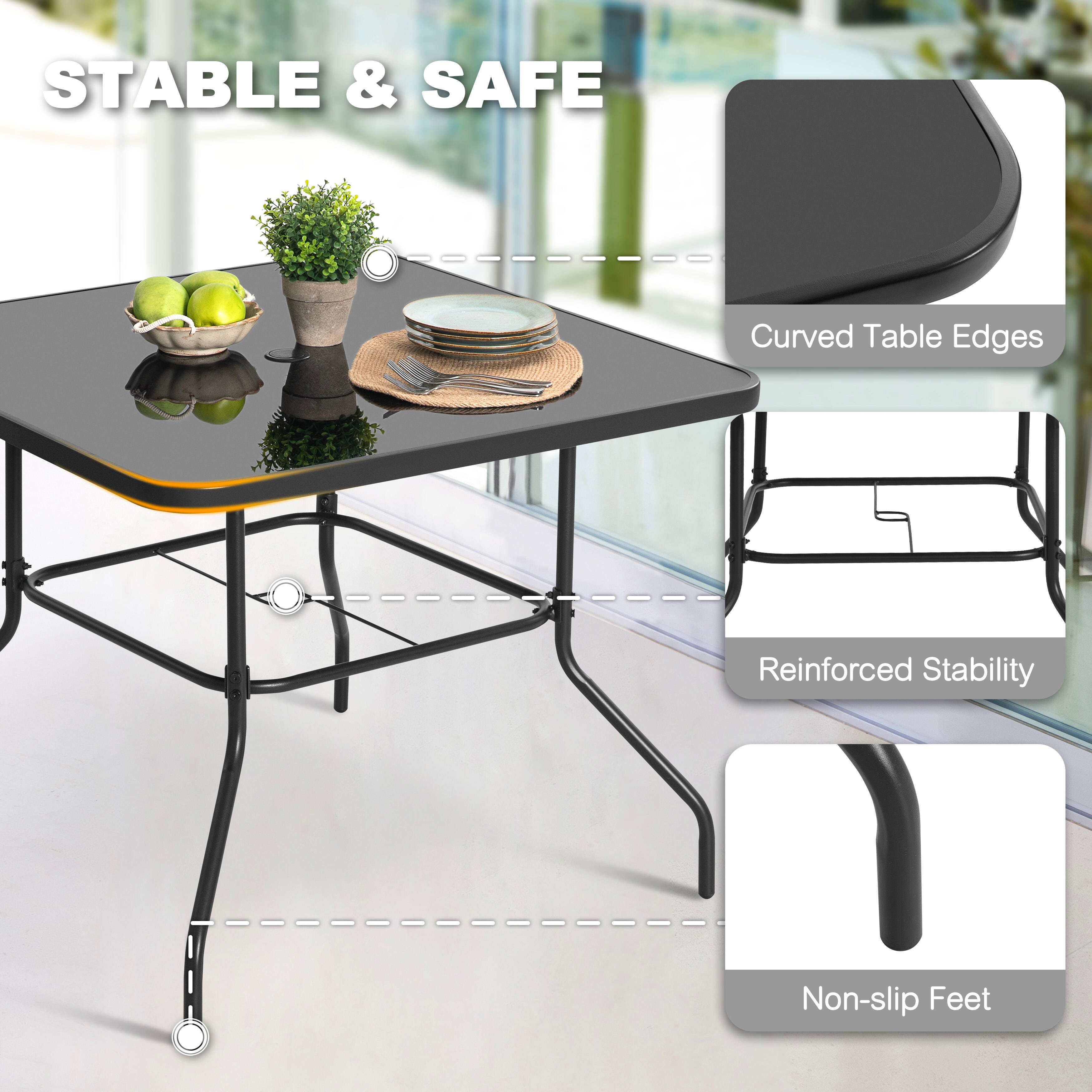 Nuu Garden Outdoor Solid Dining Table and 4 Chairs, Blue, large